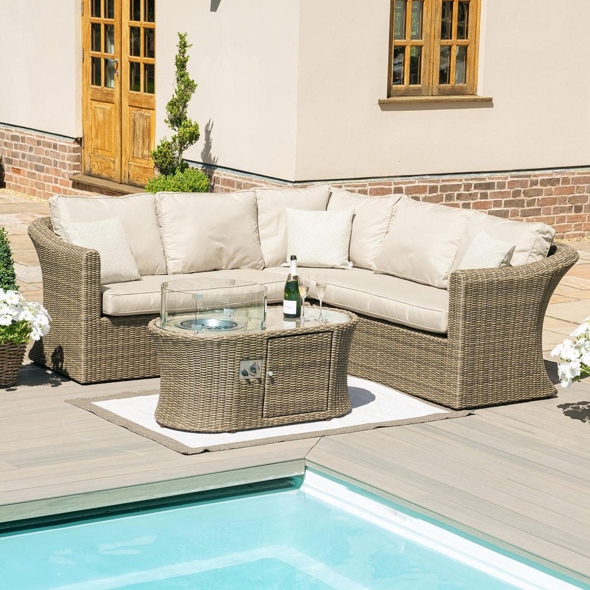 Product photograph of Maze Winchester Small 5 Seater Corner Sofa Set With Fire Pit Coffee Table from Choice Furniture Superstore.