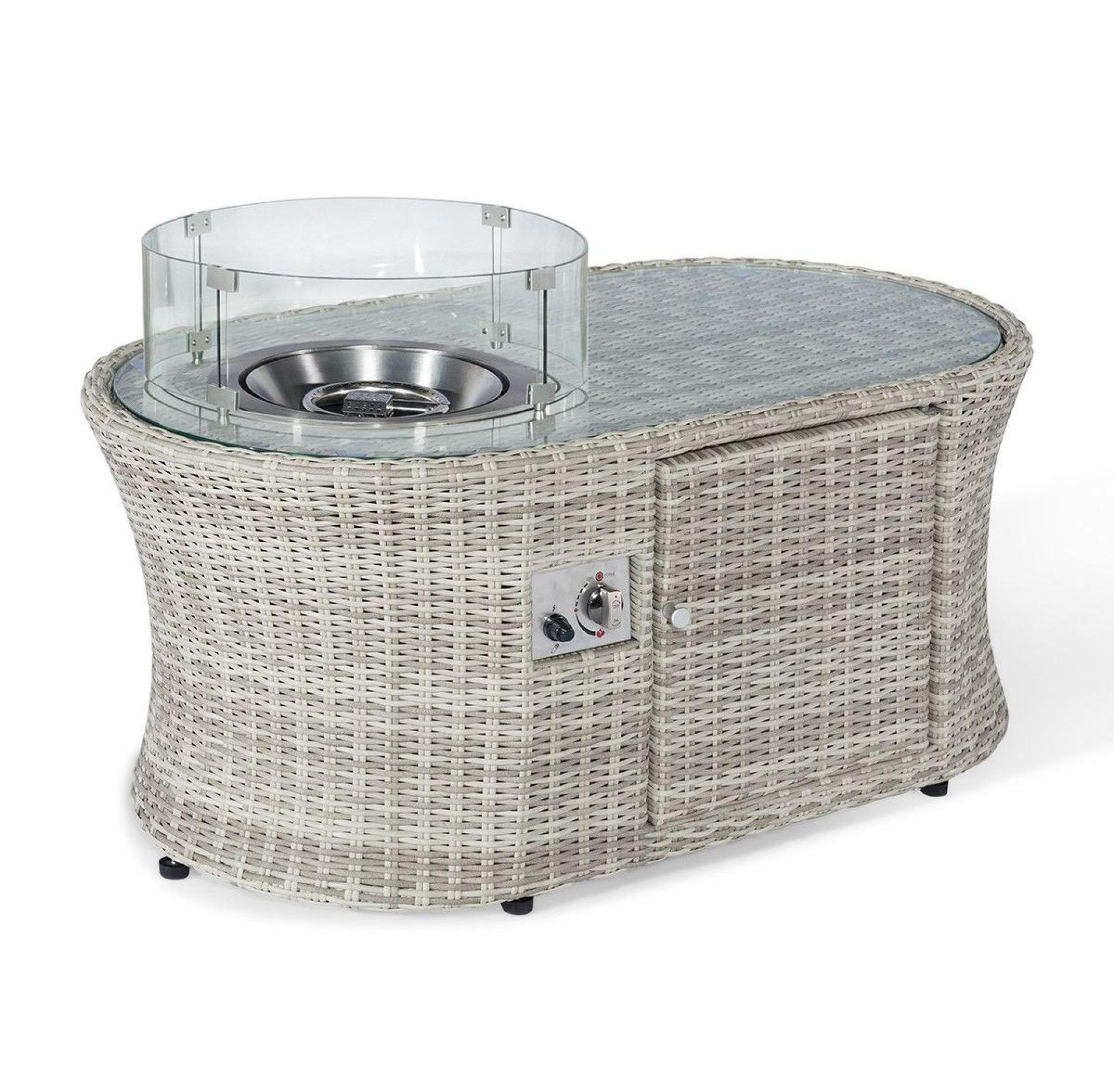 Product photograph of Maze Oxford Light Grey Rattan Fire Pit Coffee Table from Choice Furniture Superstore.