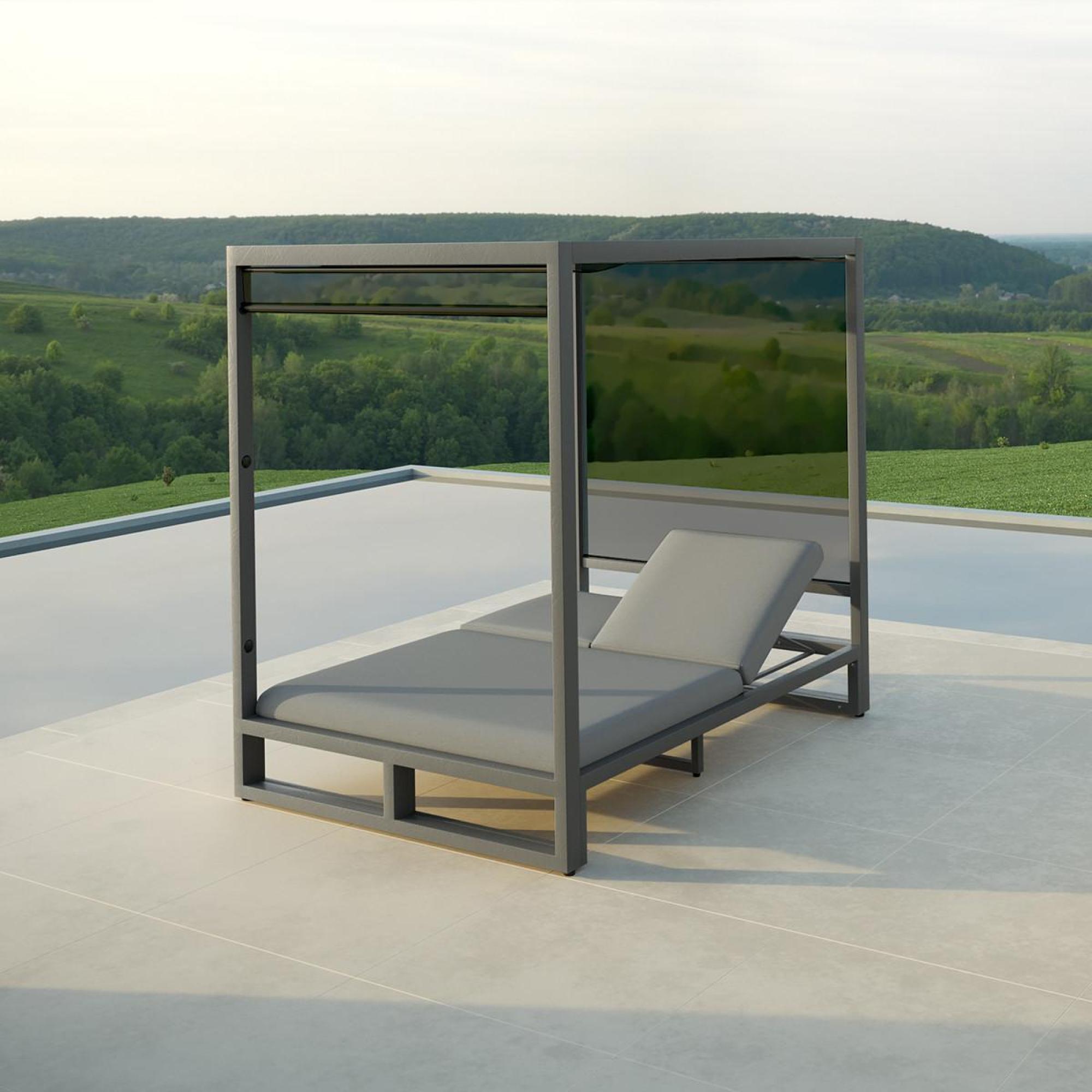 Product photograph of Maze Allure Flanelle Aluminium Cabana Double Sunlounger from Choice Furniture Superstore.