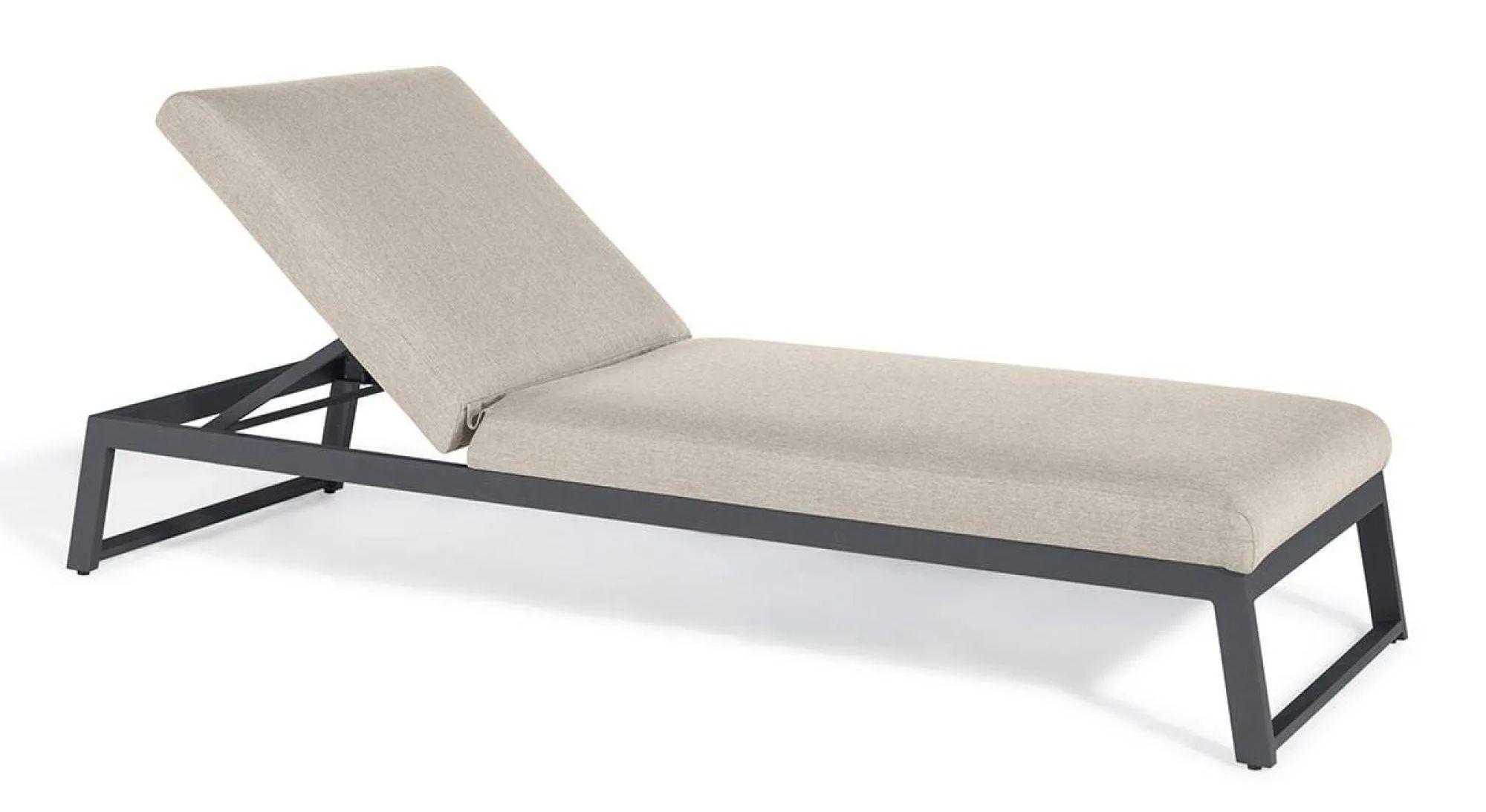 Product photograph of Maze Allure Oatmeal Fabric Sunlounger from Choice Furniture Superstore.