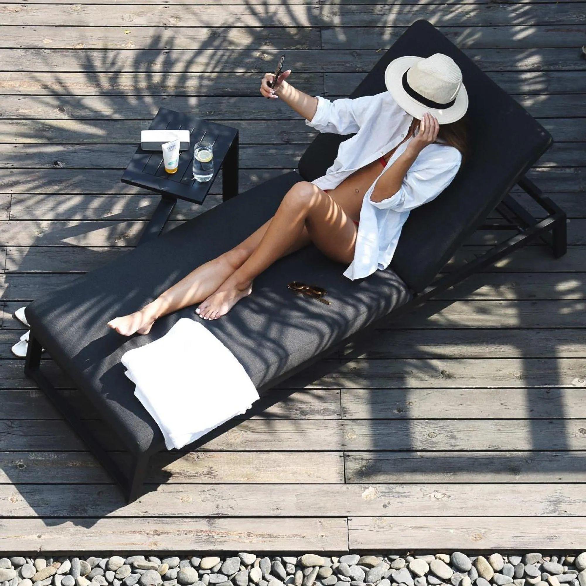 Product photograph of Maze Allure Charcoal Fabric Sunlounger from Choice Furniture Superstore.