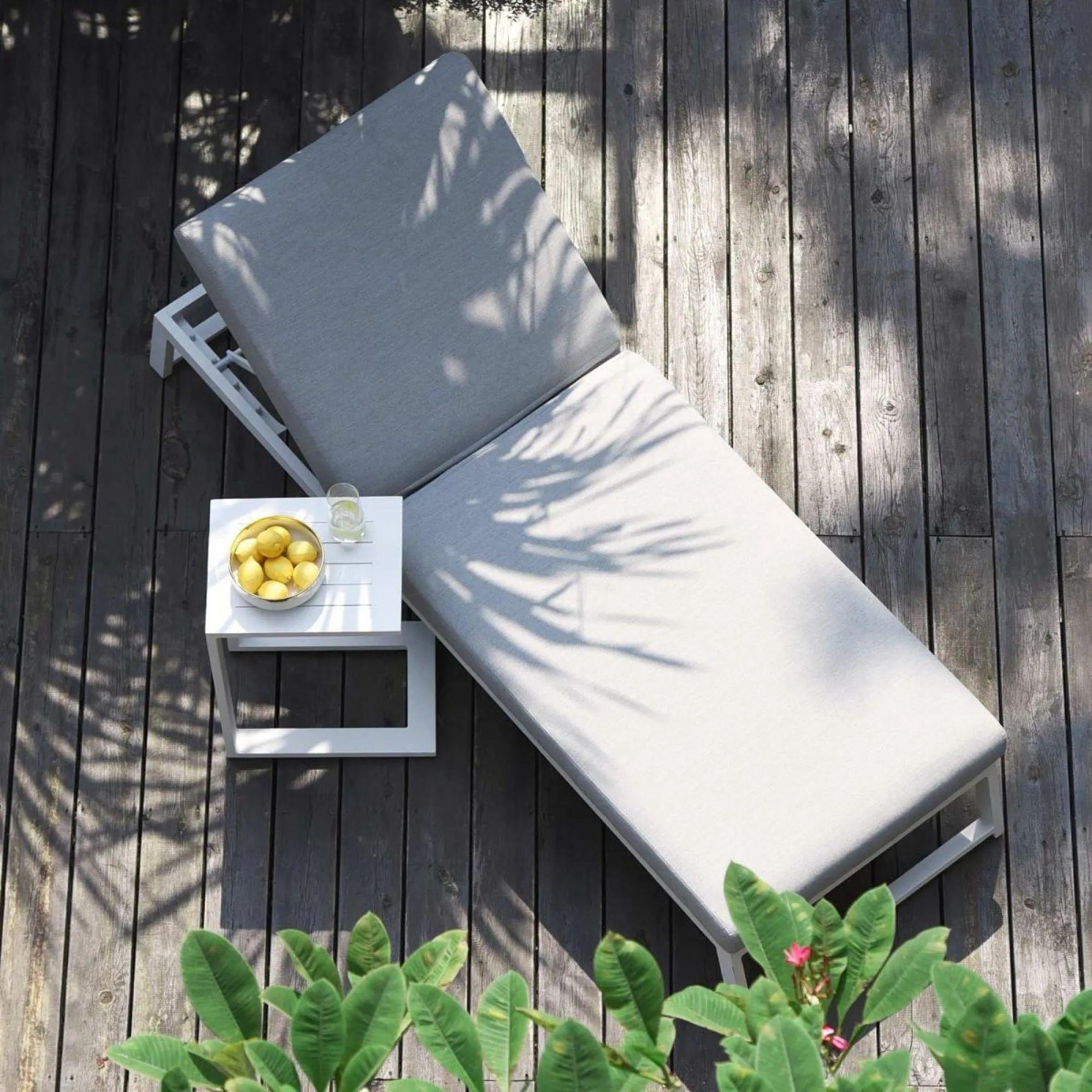 Product photograph of Maze Allure Lead Chine Fabric Sunlounger from Choice Furniture Superstore.
