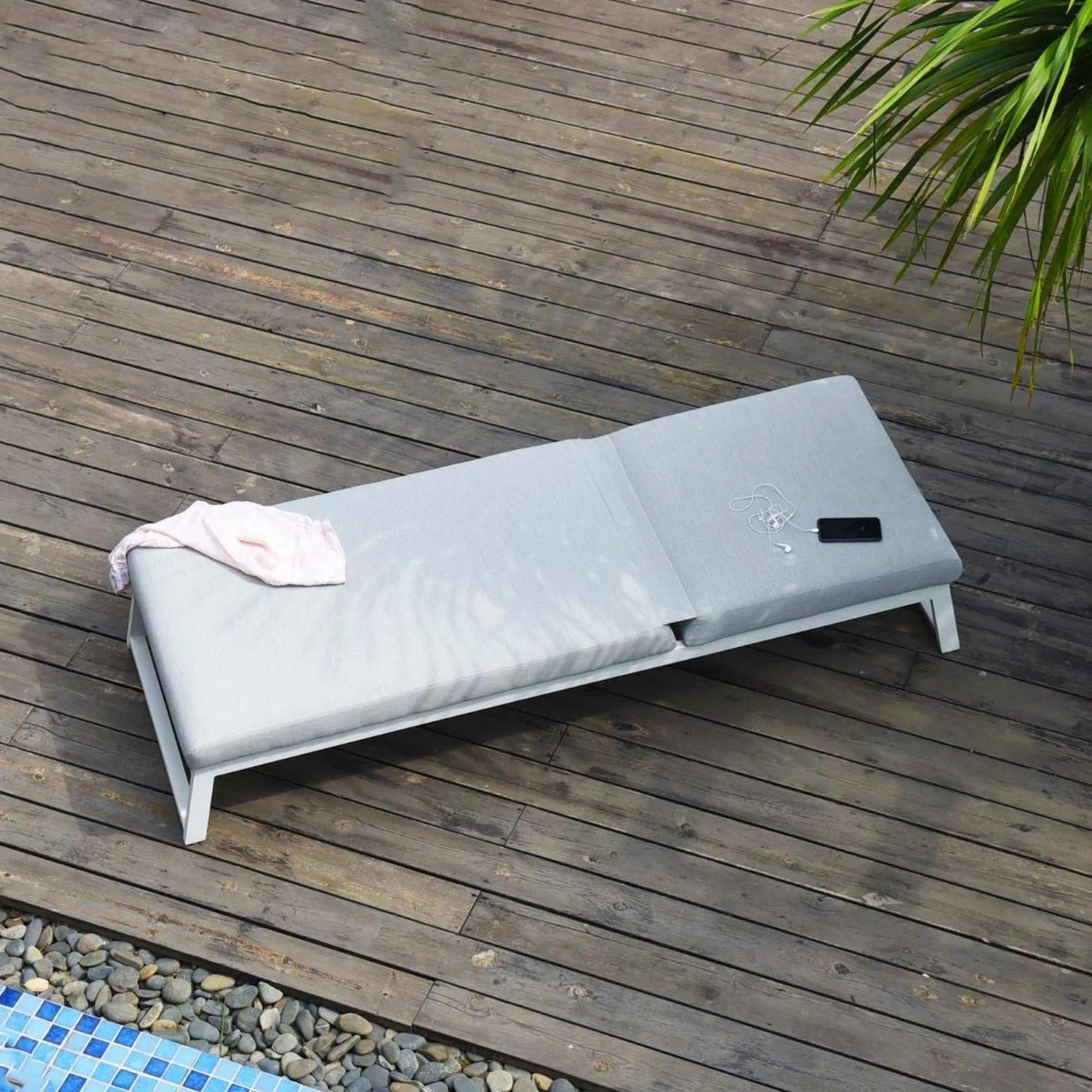 Product photograph of Maze Allure Lead Chine Fabric Sunlounger from Choice Furniture Superstore.
