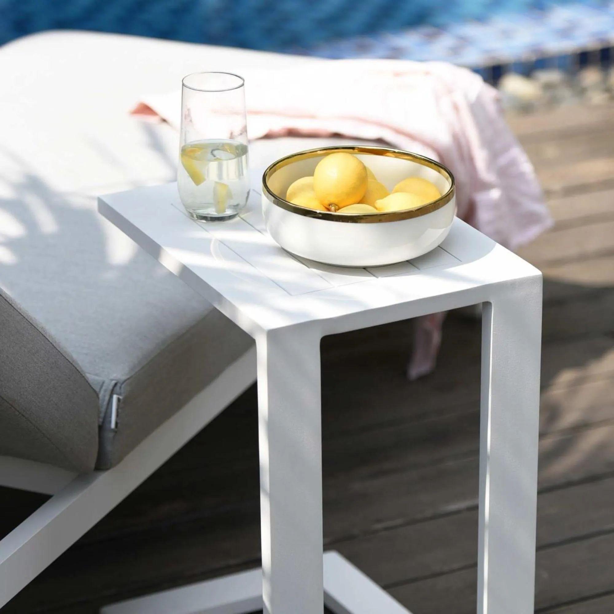 Product photograph of Maze White Aluminium Side Table from Choice Furniture Superstore.