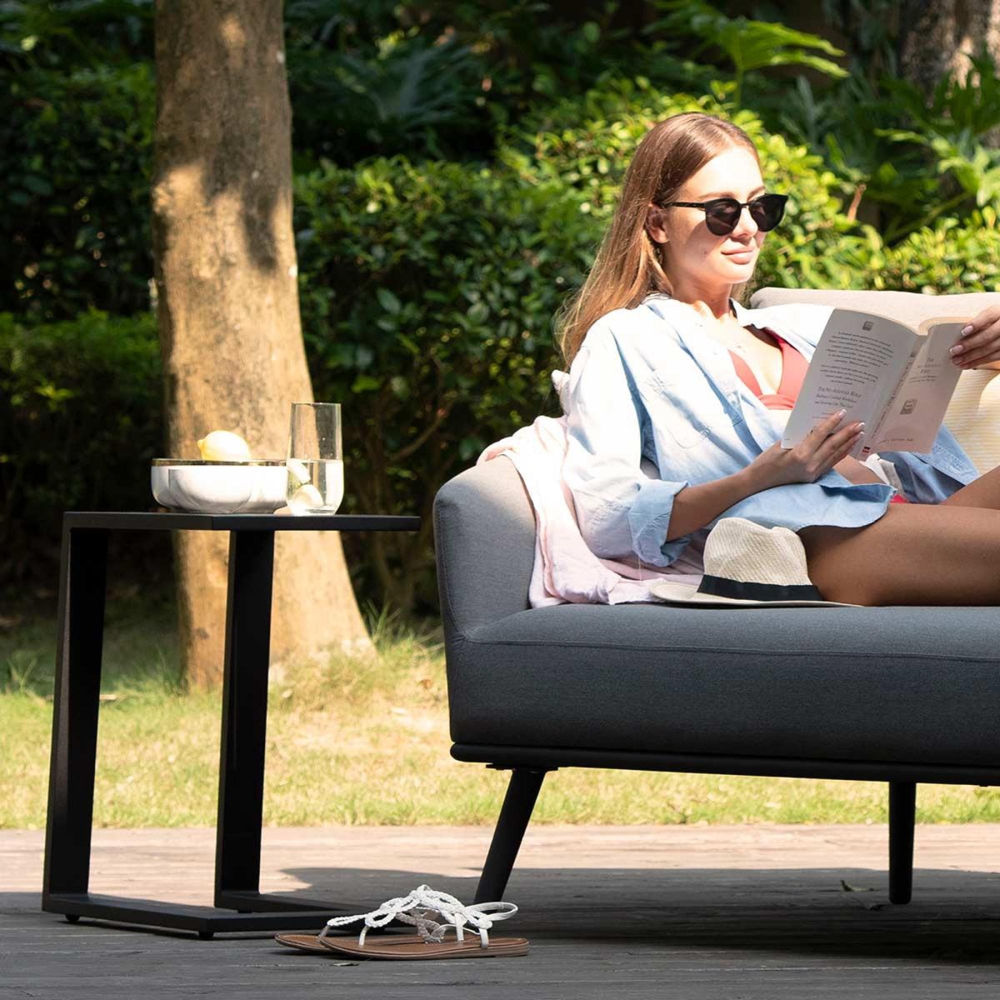 Product photograph of Maze Black Aluminium Side Table from Choice Furniture Superstore.