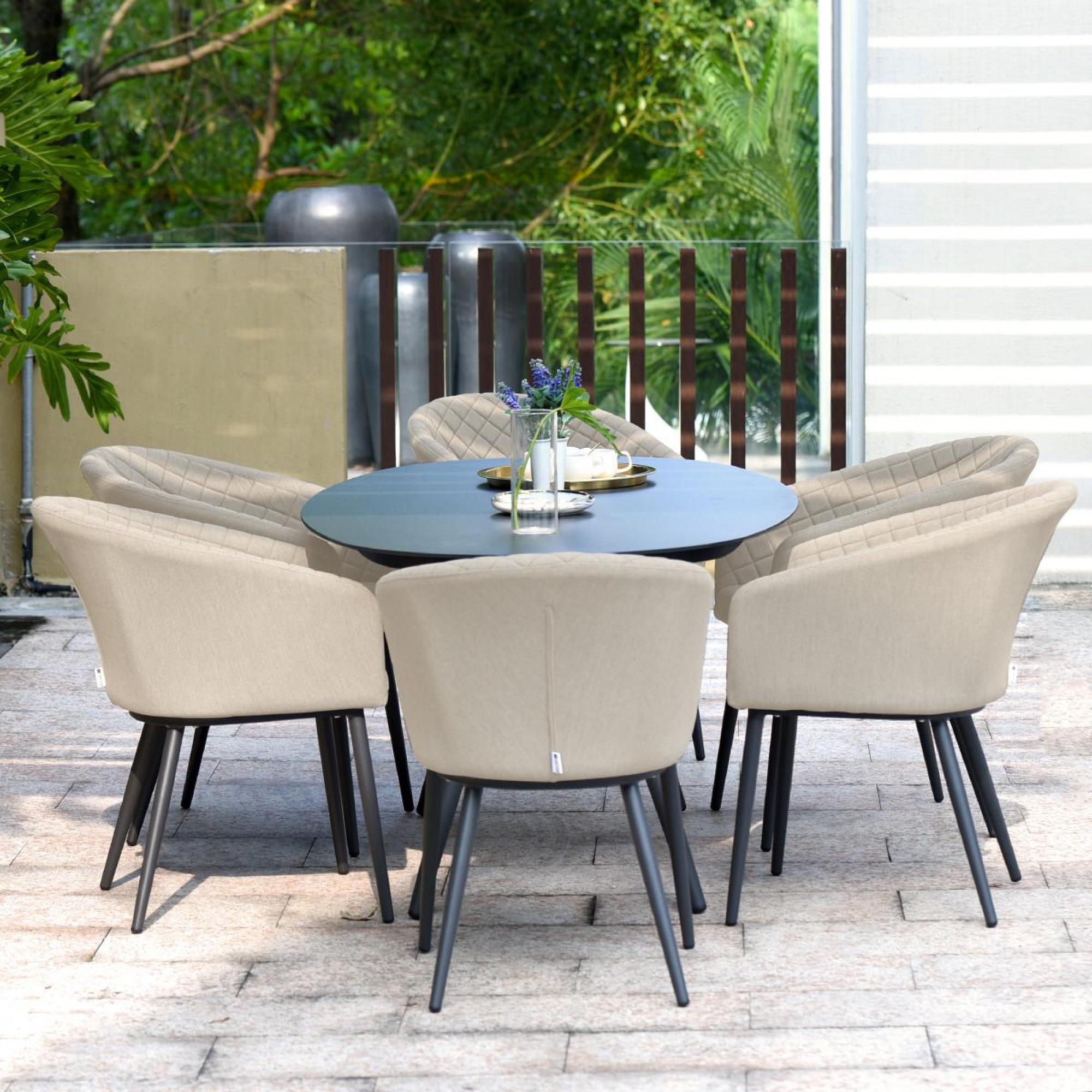Product photograph of Maze Ambition Oatmeal Aluminium 6 Seater Oval Dining Table Set With 6 Chairs from Choice Furniture Superstore.