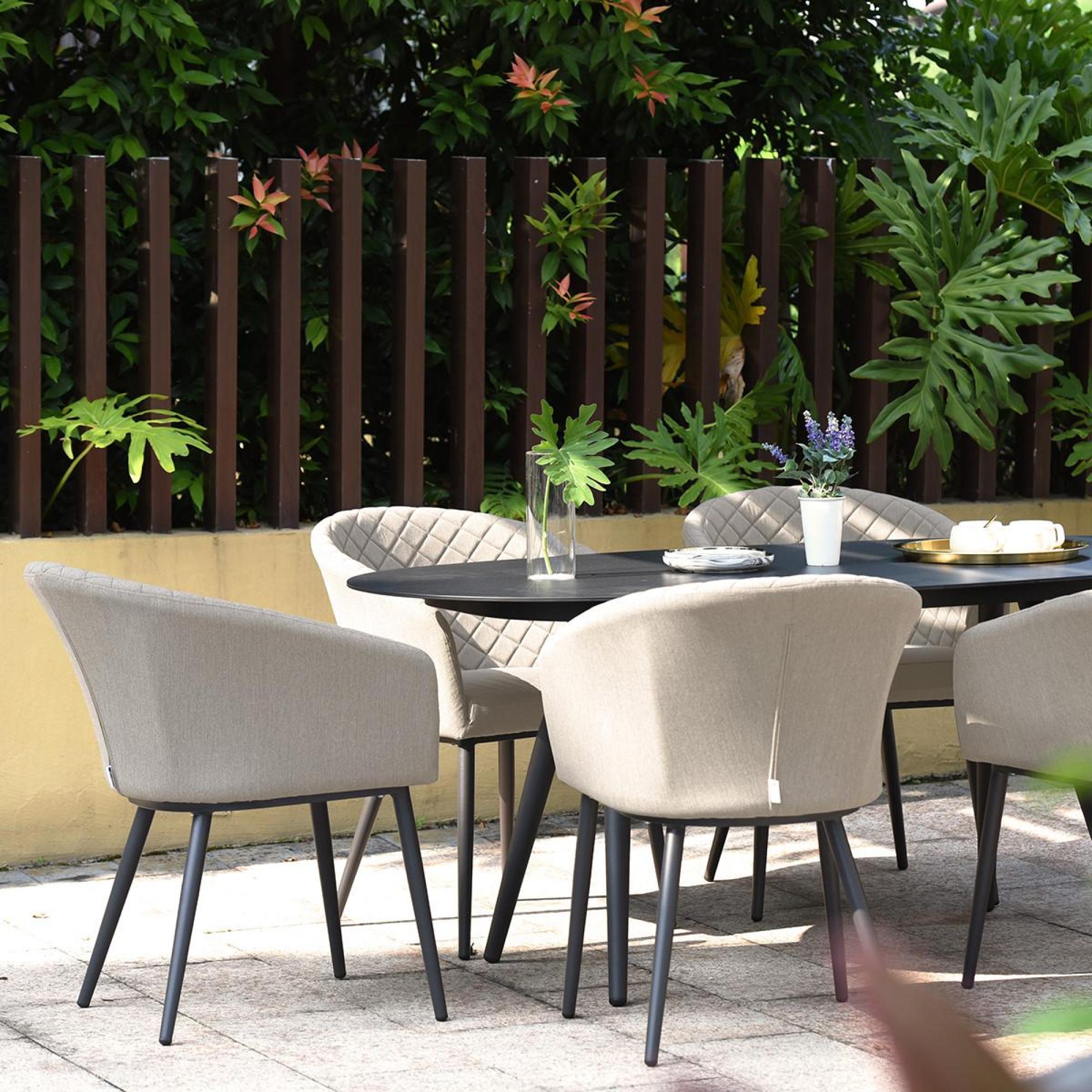 Product photograph of Maze Ambition Oatmeal Aluminium 6 Seater Oval Dining Table Set With 6 Chairs from Choice Furniture Superstore.