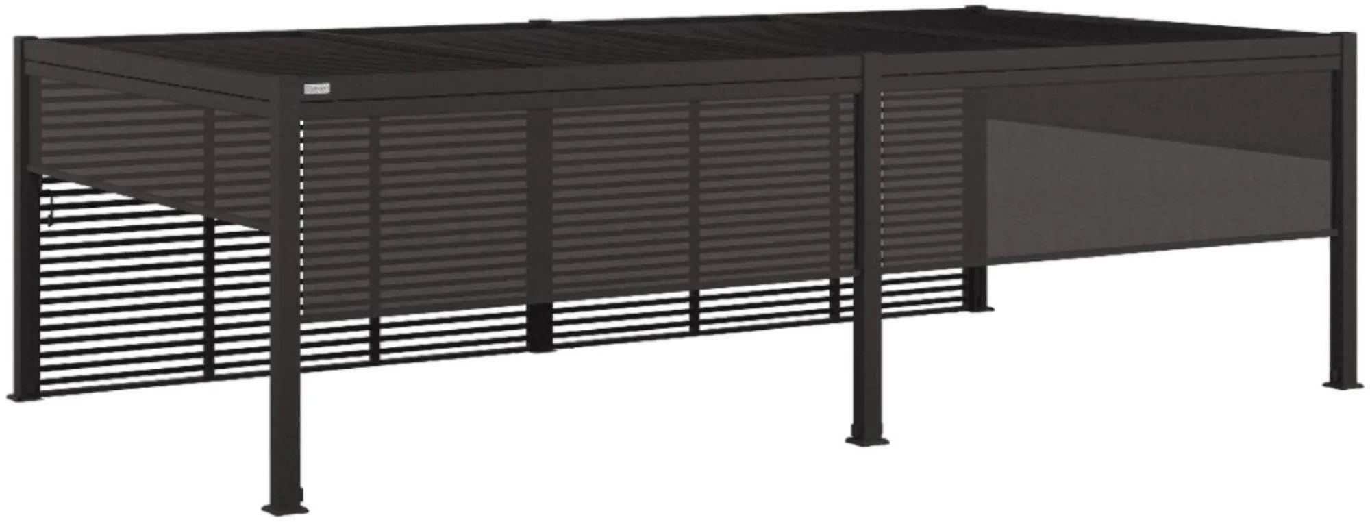 Product photograph of Maze Como Grey Aluminium Pergola With 6 Louvre Wall And 4 Blinds from Choice Furniture Superstore.