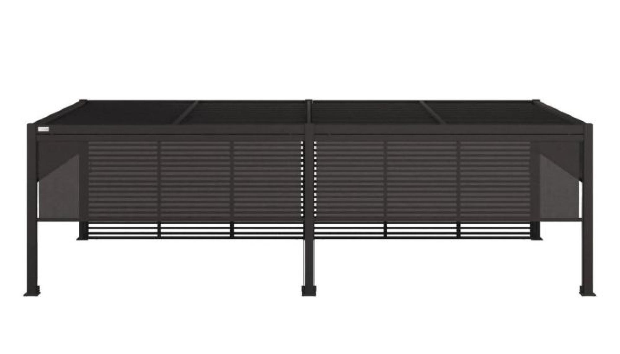 Product photograph of Maze Como Grey Aluminium Pergola With 6 Louvre Wall And 4 Blinds from Choice Furniture Superstore.