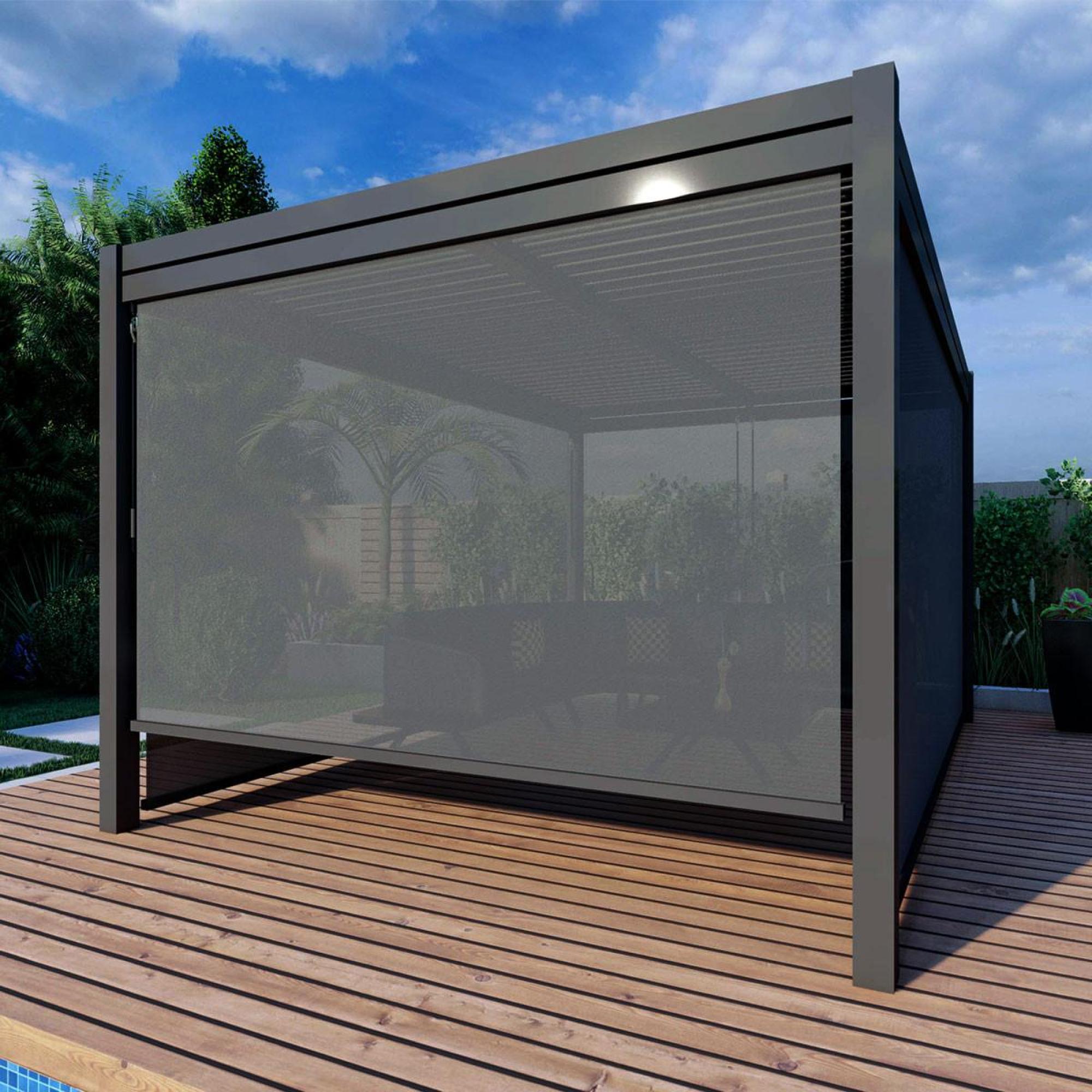 Product photograph of Maze Como Grey Aluminium Rectangular Pergola With 4 Drop Sides from Choice Furniture Superstore.