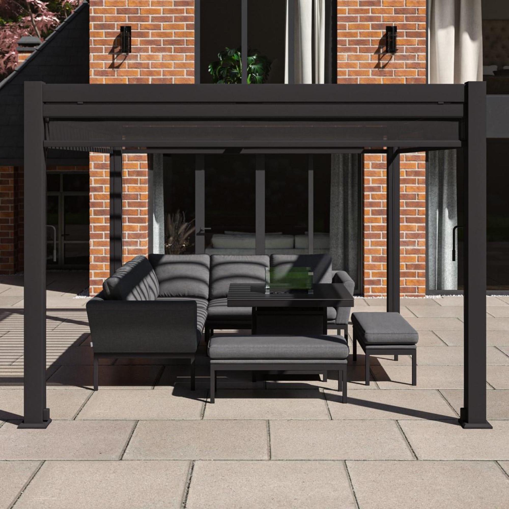 Product photograph of Maze Como Grey Aluminium Rectangular Pergola With 4 Drop Sides from Choice Furniture Superstore.