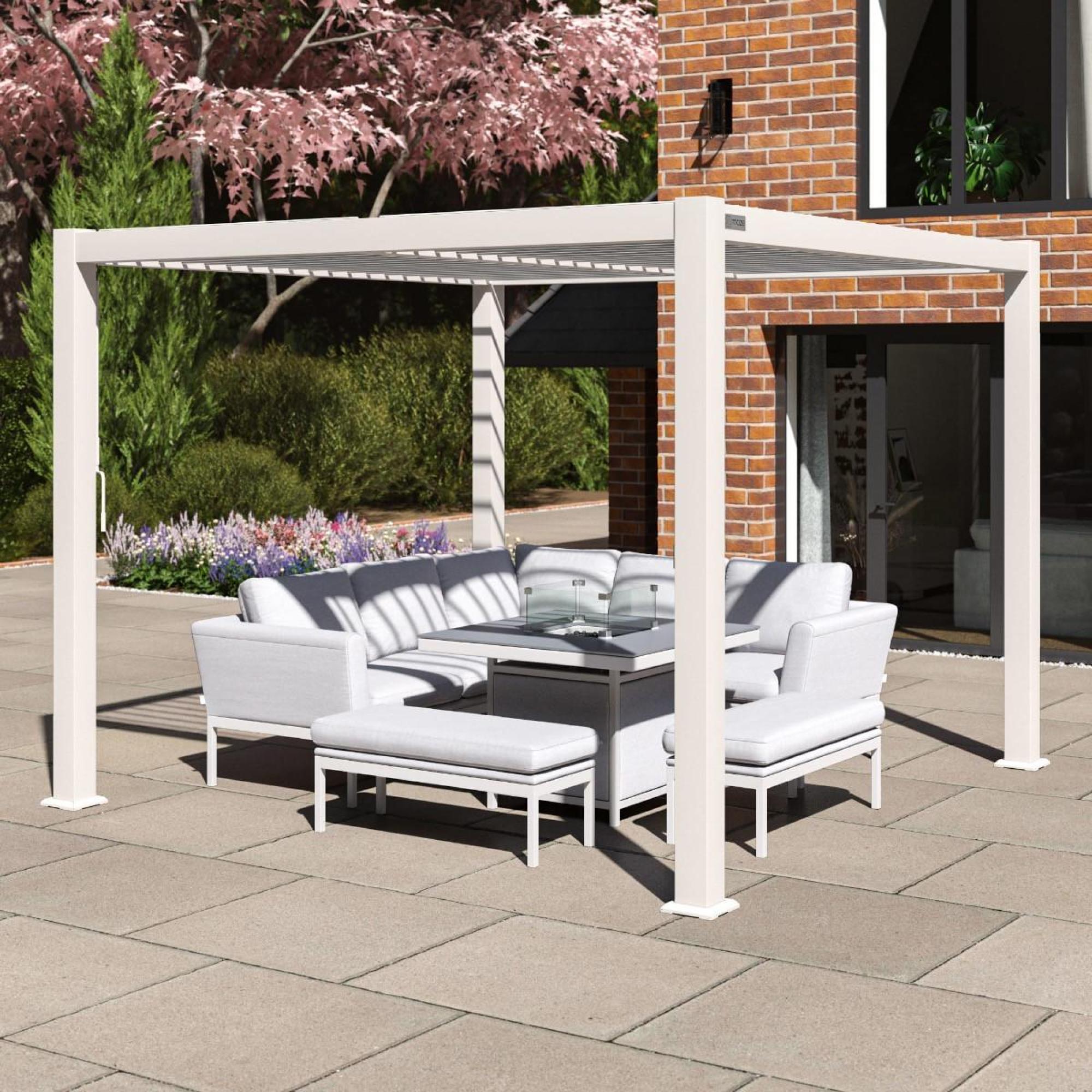 Product photograph of Maze Como White Aluminium Square Pergola - 270cm from Choice Furniture Superstore.