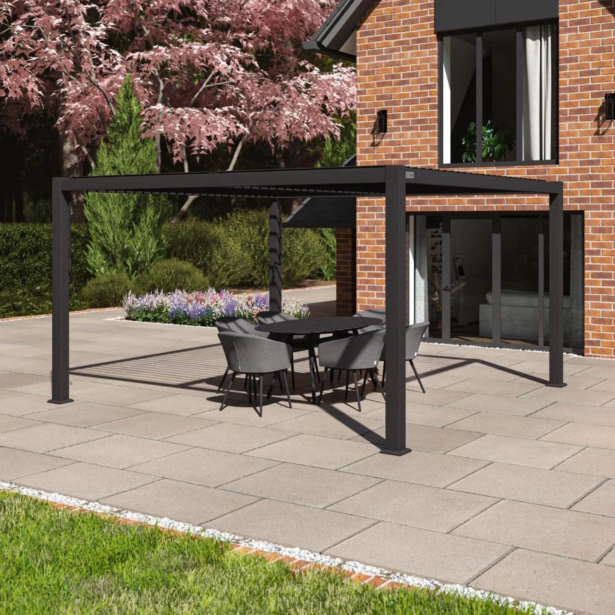 Product photograph of Maze Como Grey Aluminium Square Pergola from Choice Furniture Superstore.