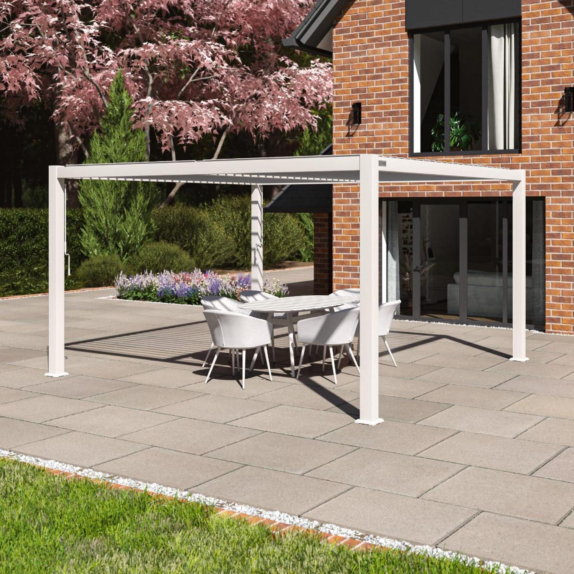 Product photograph of Maze Como White Aluminium Square Pergola from Choice Furniture Superstore.