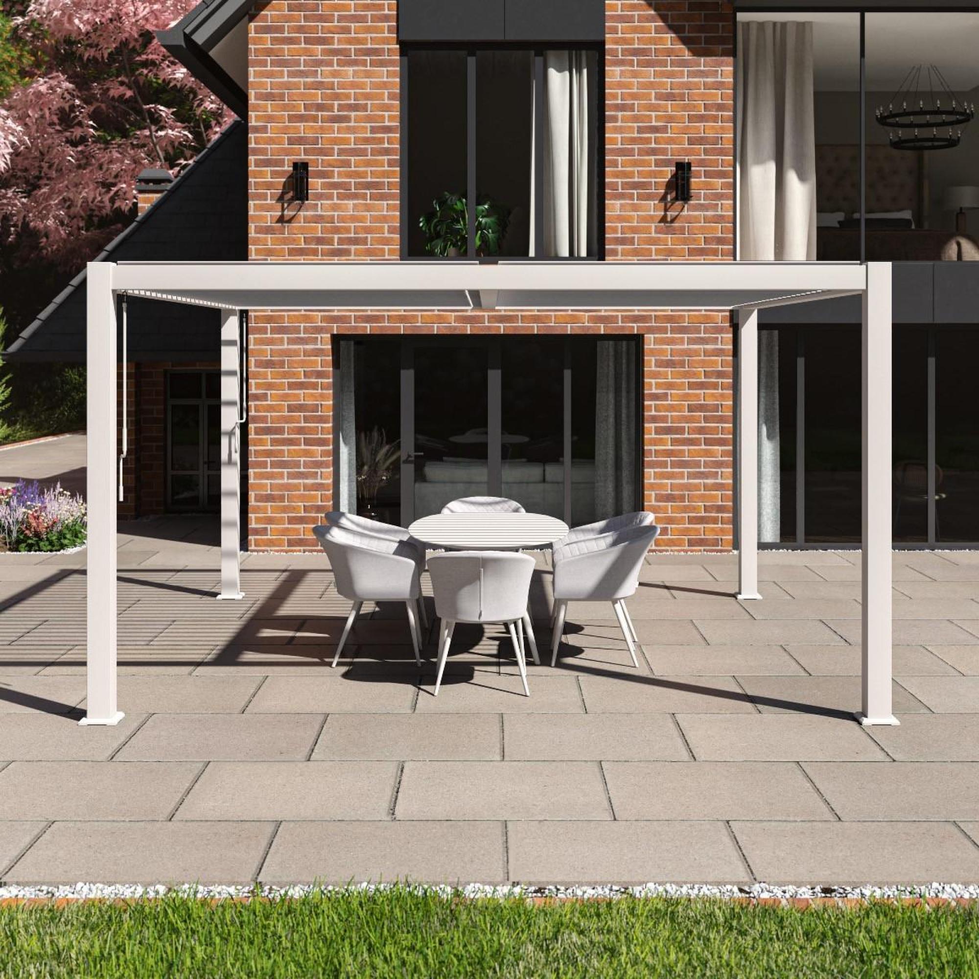 Product photograph of Maze Como White Aluminium Square Pergola from Choice Furniture Superstore.