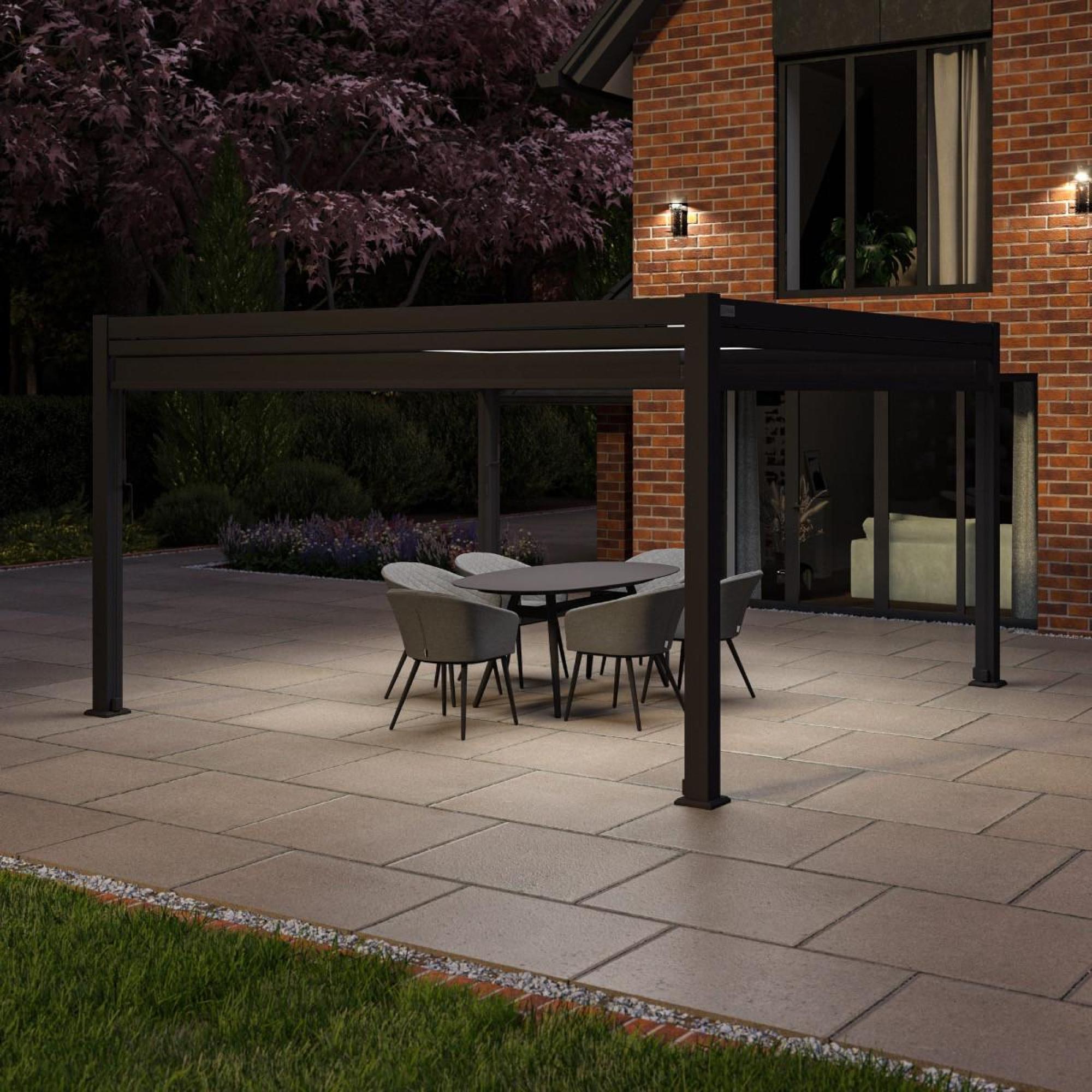 Product photograph of Maze Como White Aluminium Square Pergola With 4 Drop Sides from Choice Furniture Superstore.