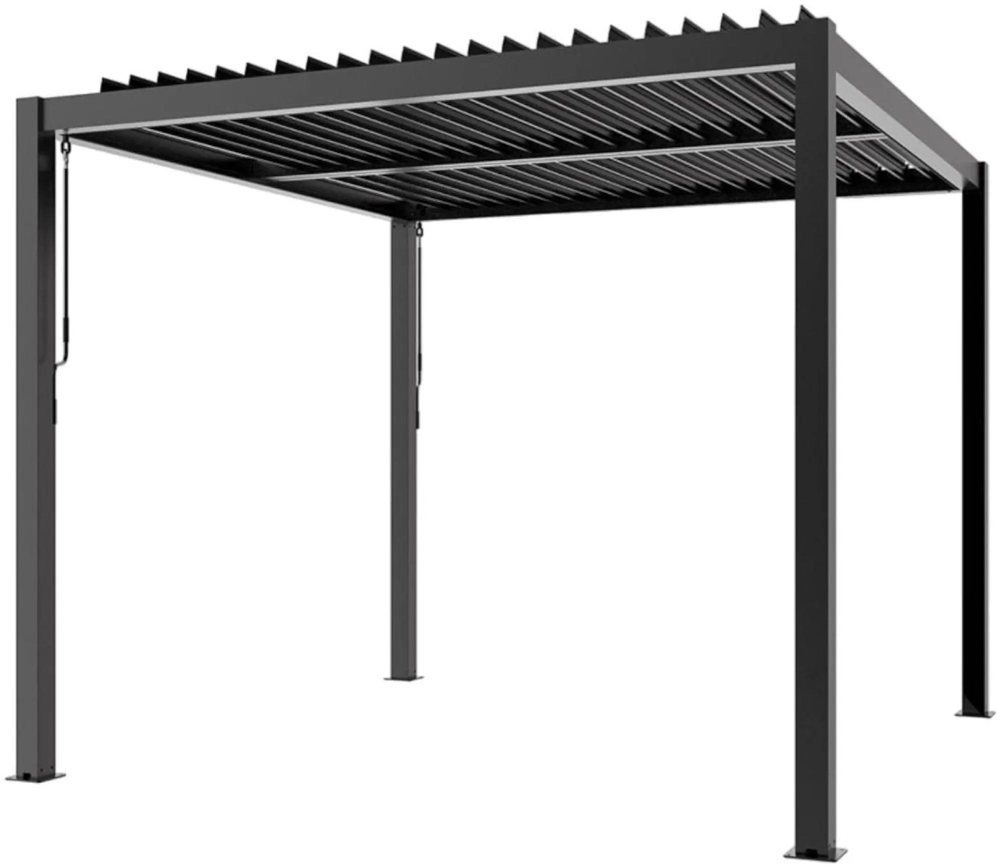 Product photograph of Maze Como Grey Aluminium Square Pergola With 4 Drop Sides from Choice Furniture Superstore.