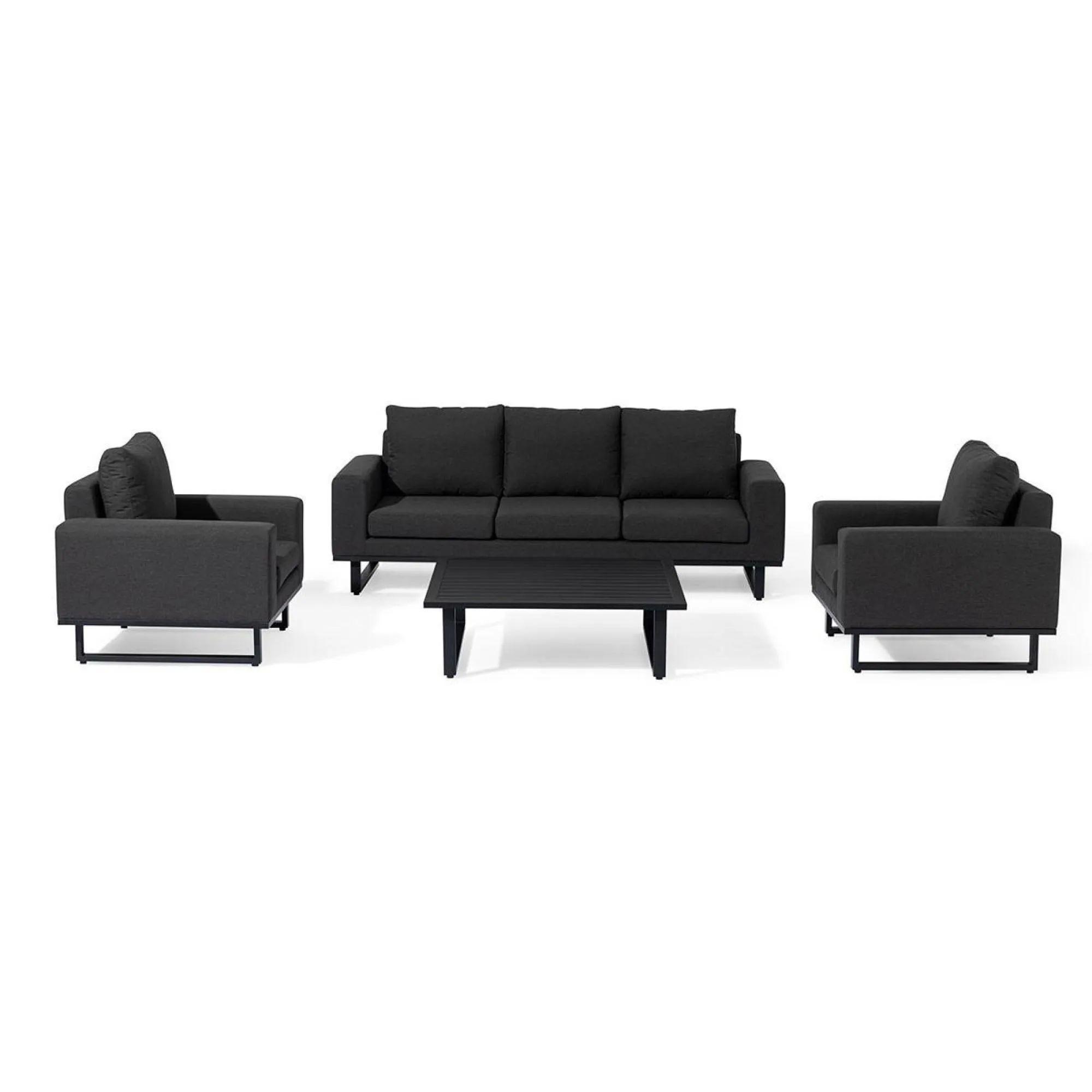 Product photograph of Maze Ethos Charcoal Fabric 3 Seater Sofa Set With 2 Armchairs And Table from Choice Furniture Superstore.