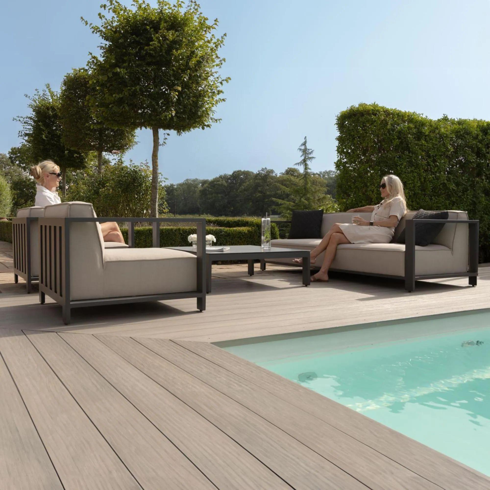 Product photograph of Maze Ibiza Oatmeal Fabric 3 Seater Sofa Set With 2 Armchairs And Table from Choice Furniture Superstore.