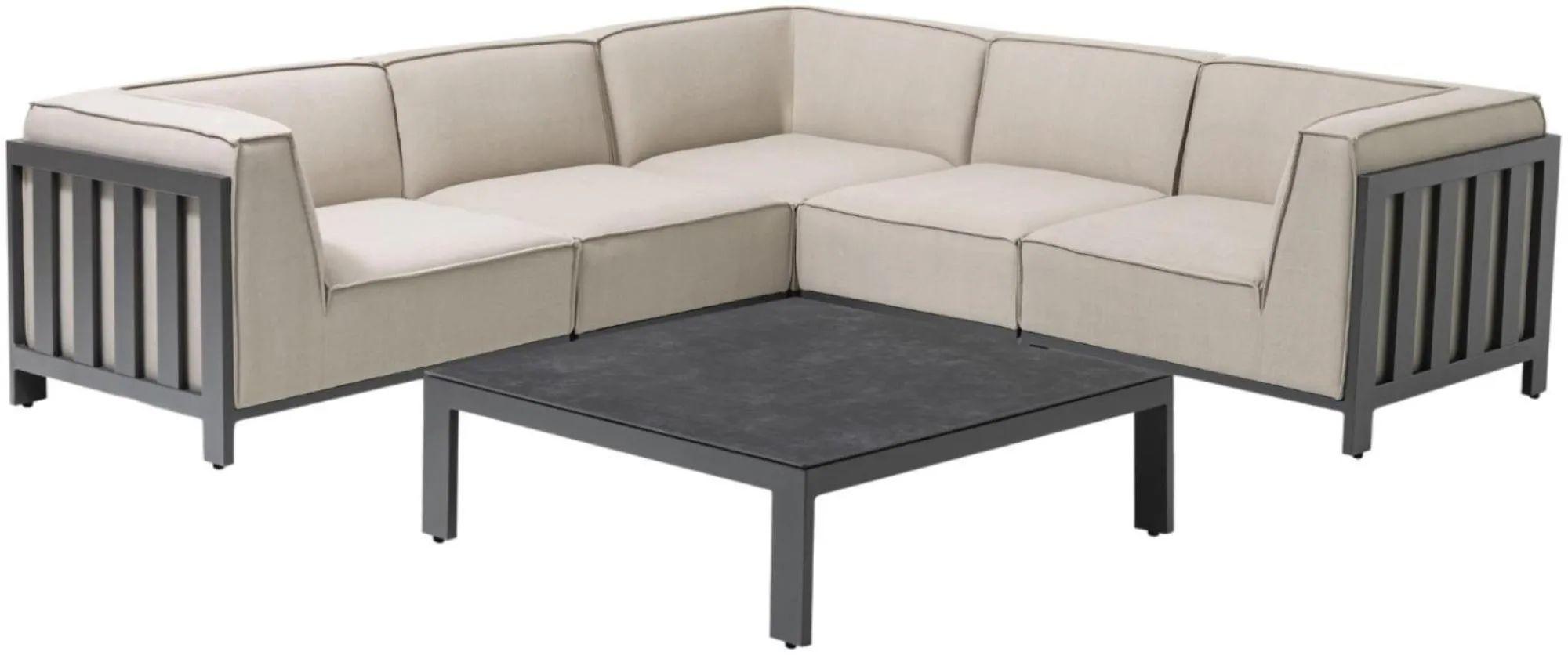 Product photograph of Maze Ibiza Oatmeal Fabric 5 Seater Large Corner Sofa Set With Coffee Table from Choice Furniture Superstore.