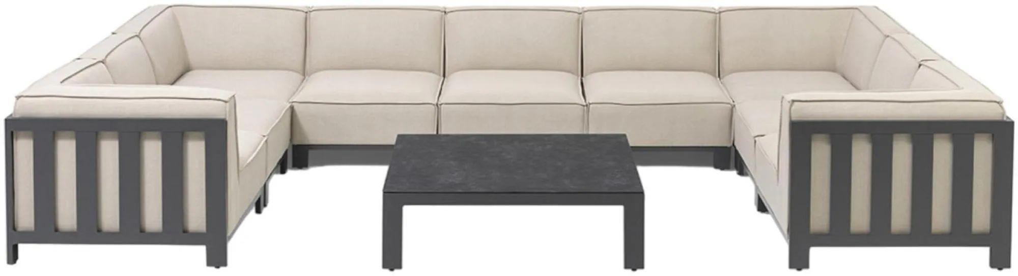 Product photograph of Maze Ibiza Oatmeal Fabric 9 Seater U Shape Sofa Set With Coffee Table from Choice Furniture Superstore.