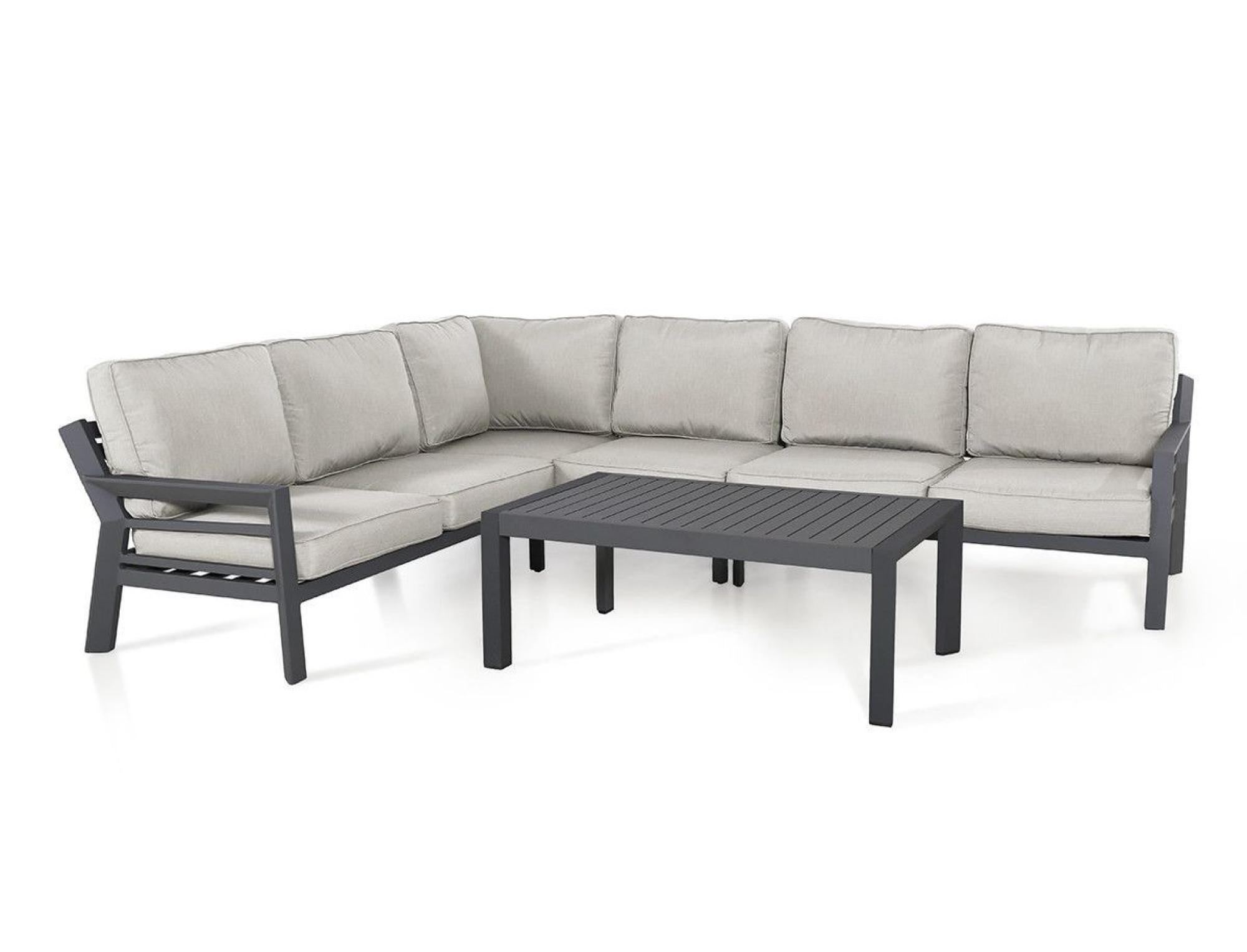 Product photograph of Maze New York Dove Grey Aluminium 5 Seater Corner Sofa Set With Coffee Table from Choice Furniture Superstore.