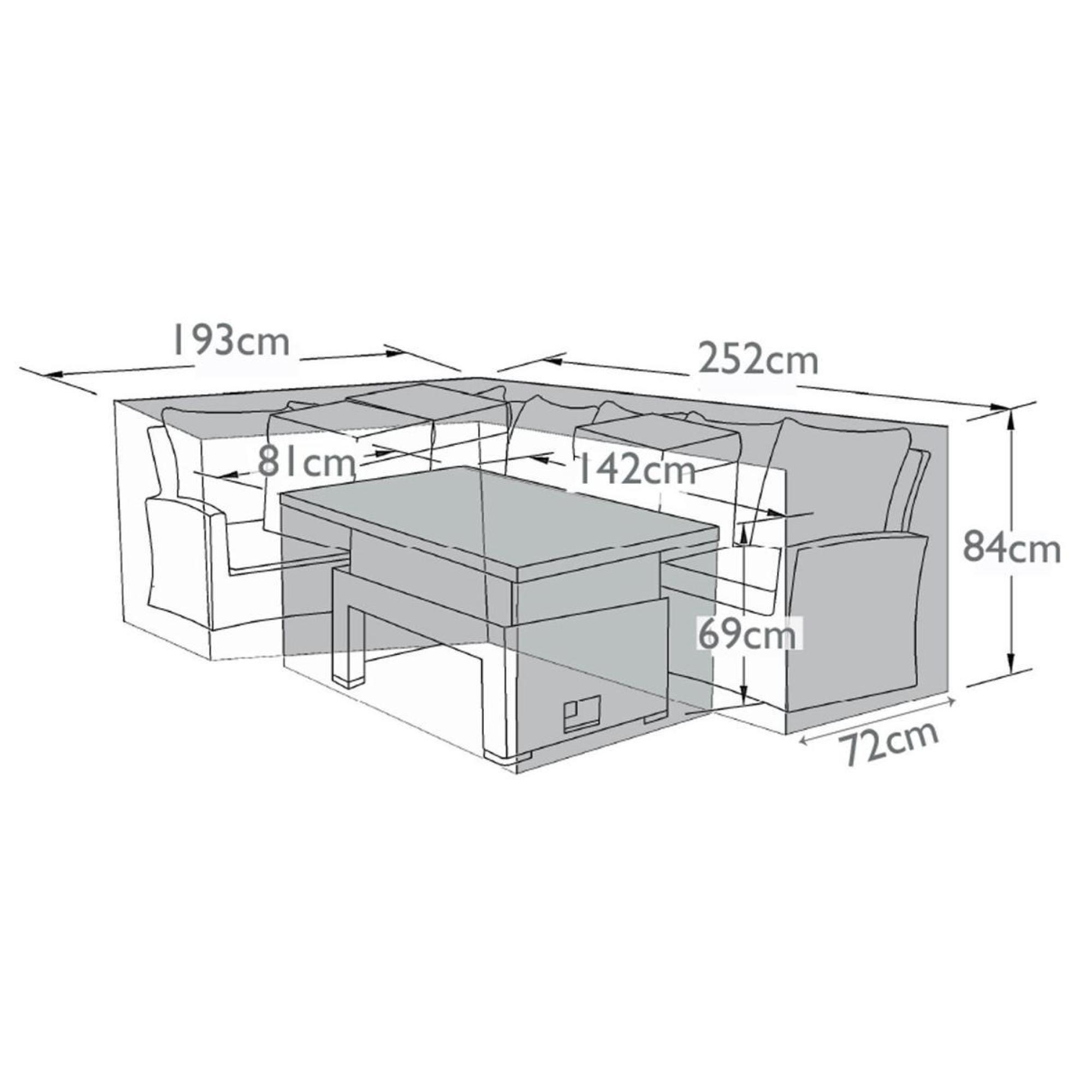 Product photograph of Maze Black Polyester Kingston Corner Set With Rising Table Outdoor Cover from Choice Furniture Superstore.