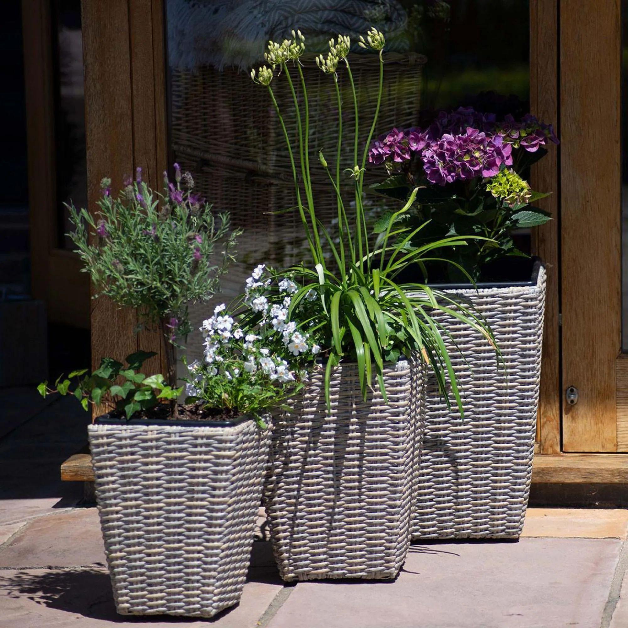 Product photograph of Maze Cotswold Natural Rattan Triple Planter Set from Choice Furniture Superstore.
