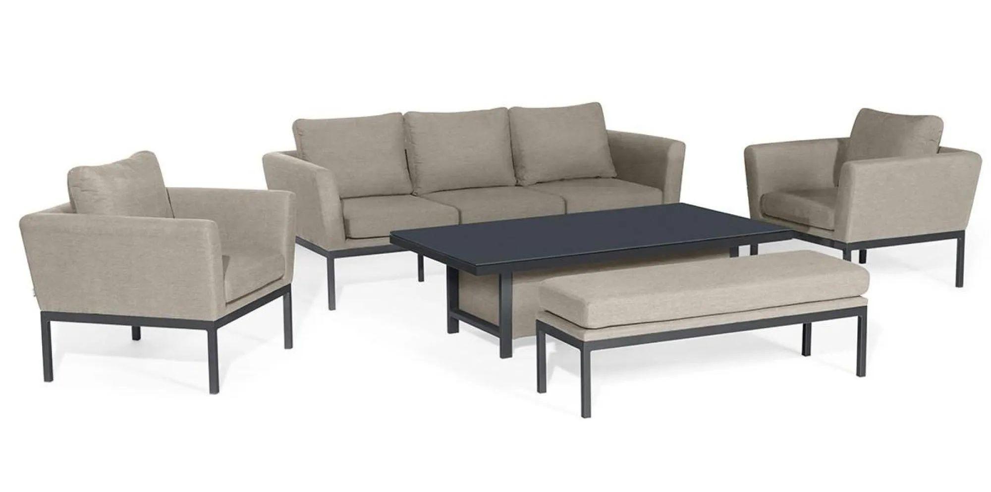 Product photograph of Maze Pulse Oatmeal Aluminium 3 Seater Sofa Set With 2 Armchairs Table And Bench from Choice Furniture Superstore.