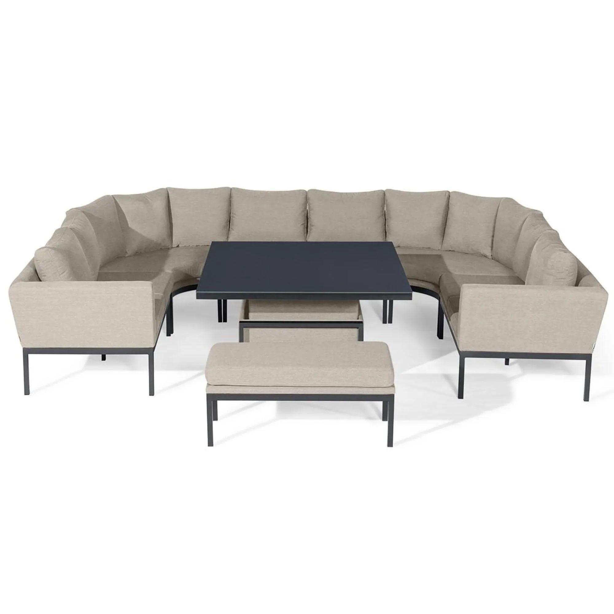 Product photograph of Maze Pulse Oatmeal Fabric U Shape 9 Seater Corner Sofa Dining Set With Rising Table And Bench from Choice Furniture Superstore.