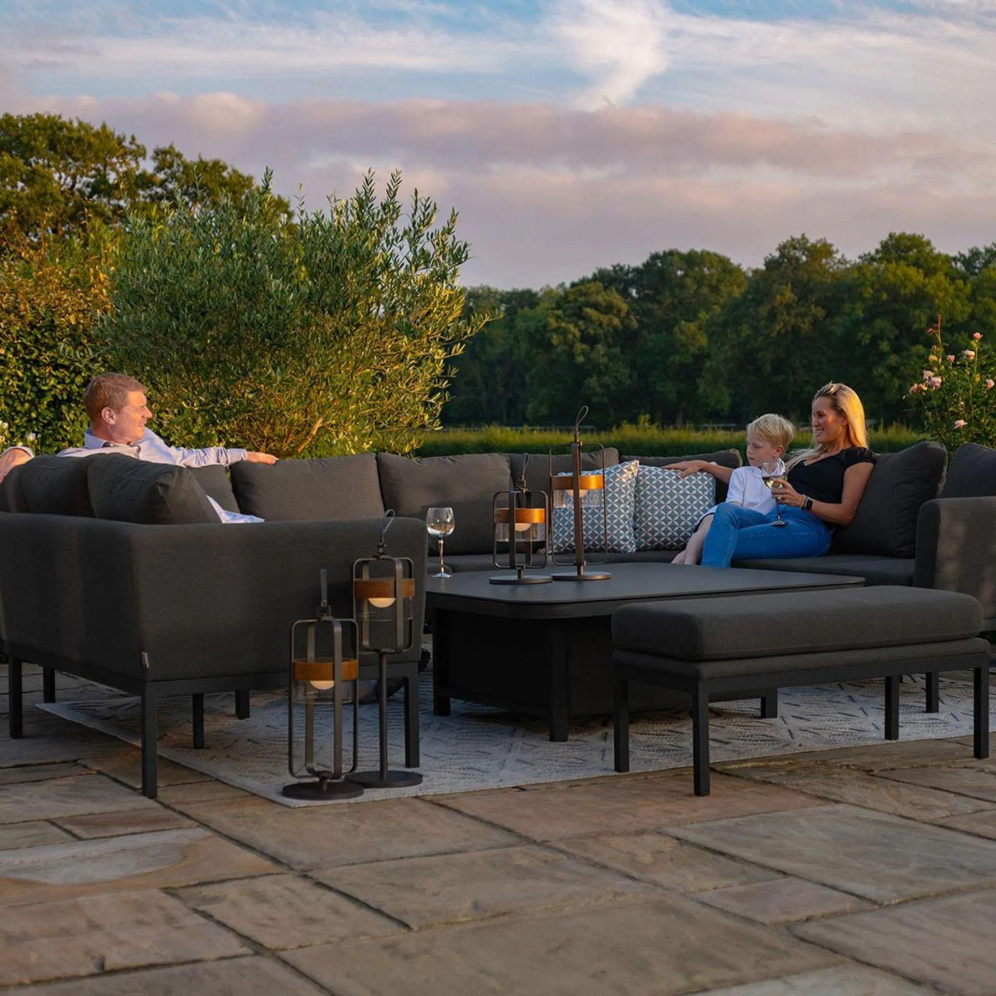 Product photograph of Maze Pulse Charcoal Fabric U Shape 9 Seater Corner Sofa Dining Set With Rising Table And Bench from Choice Furniture Superstore.