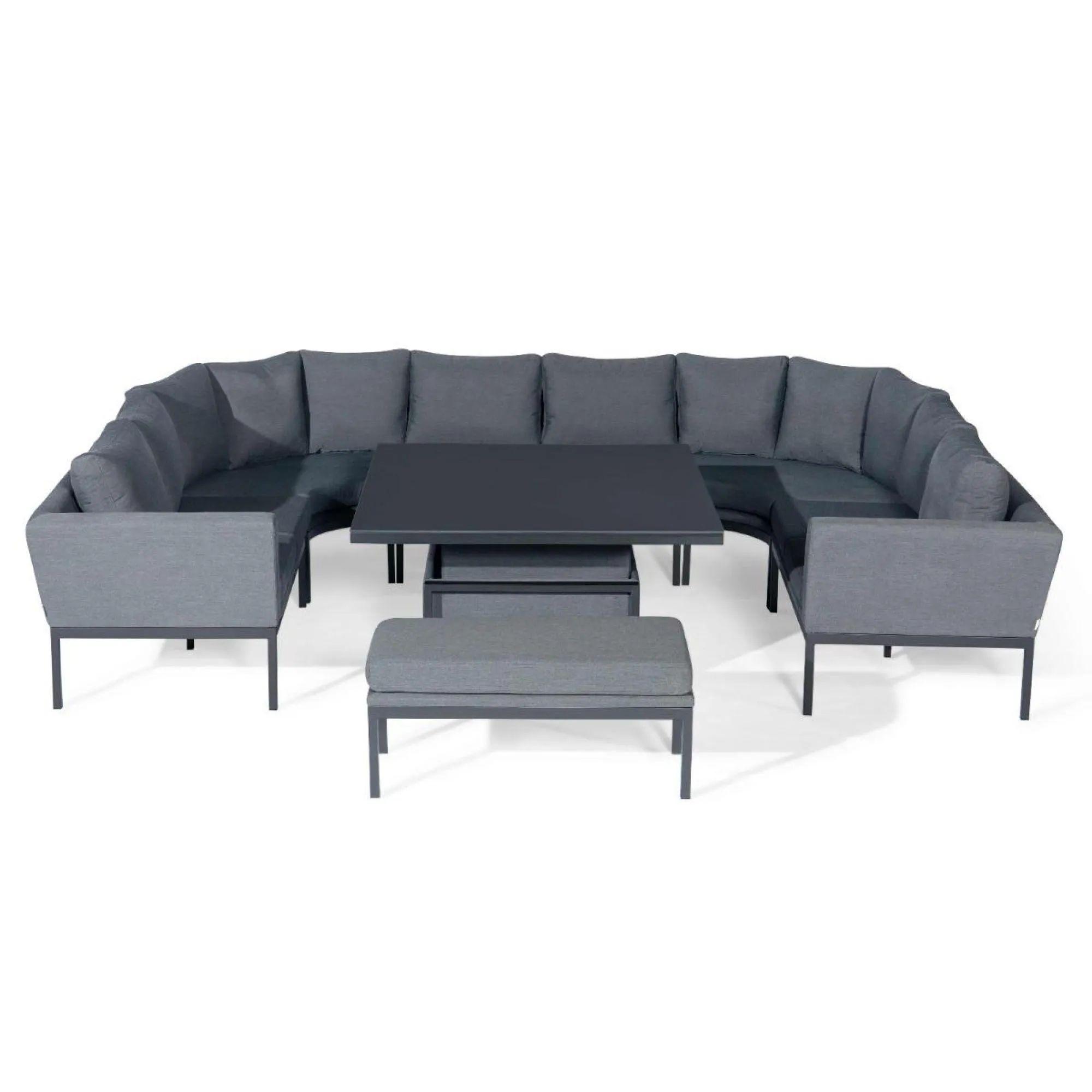 Product photograph of Maze Pulse Flanelle Fabric U Shape 9 Seater Corner Sofa Dining Set With Rising Table And Bench from Choice Furniture Superstore.