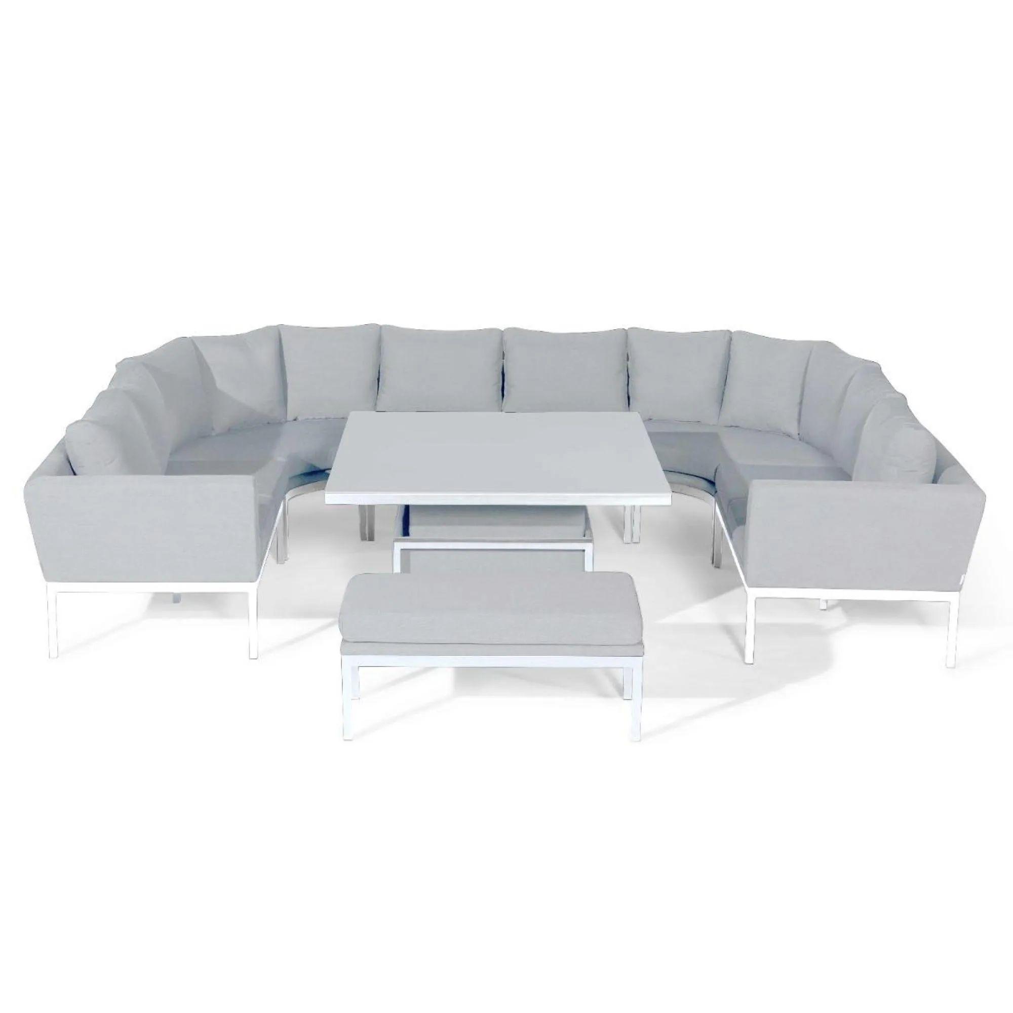 Product photograph of Maze Pulse Lead Chine Fabric U Shape 9 Seater Corner Sofa Dining Set With Rising Table And Bench from Choice Furniture Superstore.