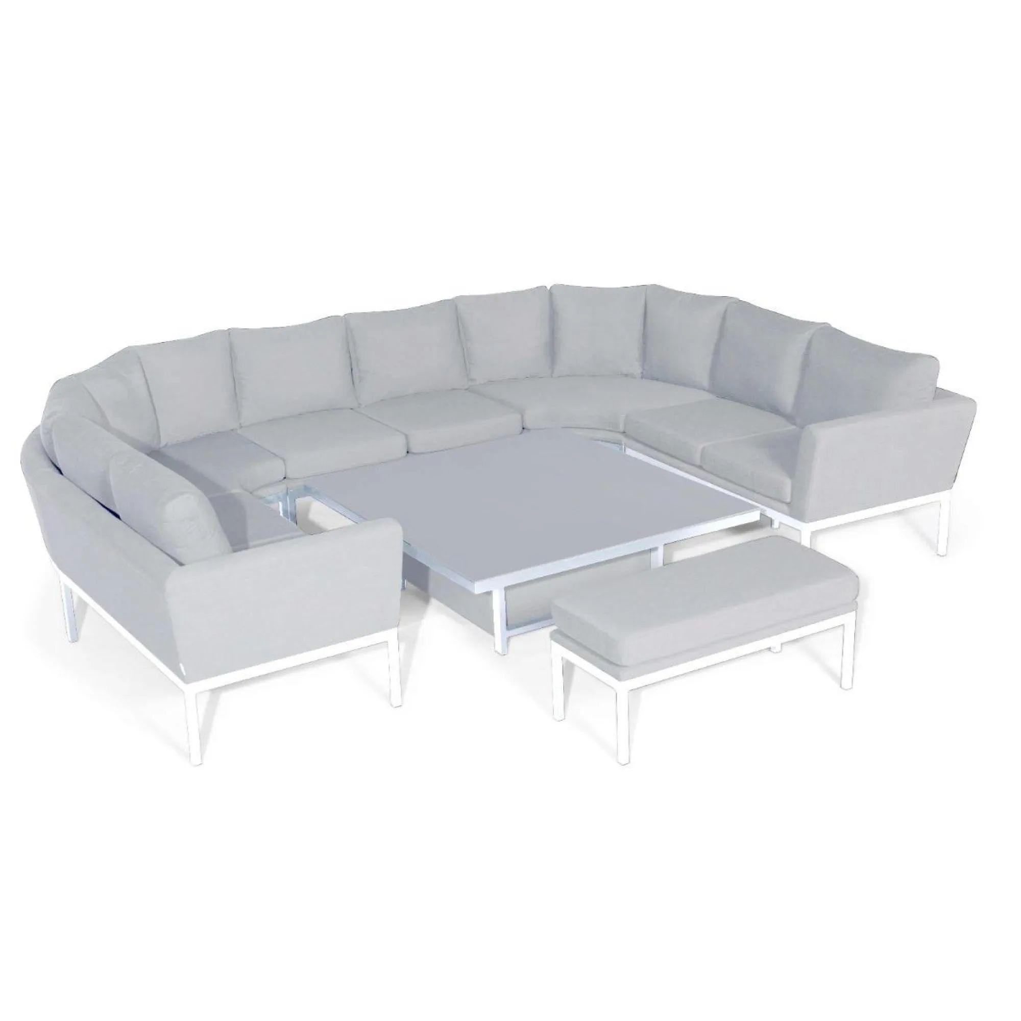 Product photograph of Maze Pulse Lead Chine Fabric U Shape 9 Seater Corner Sofa Dining Set With Rising Table And Bench from Choice Furniture Superstore.