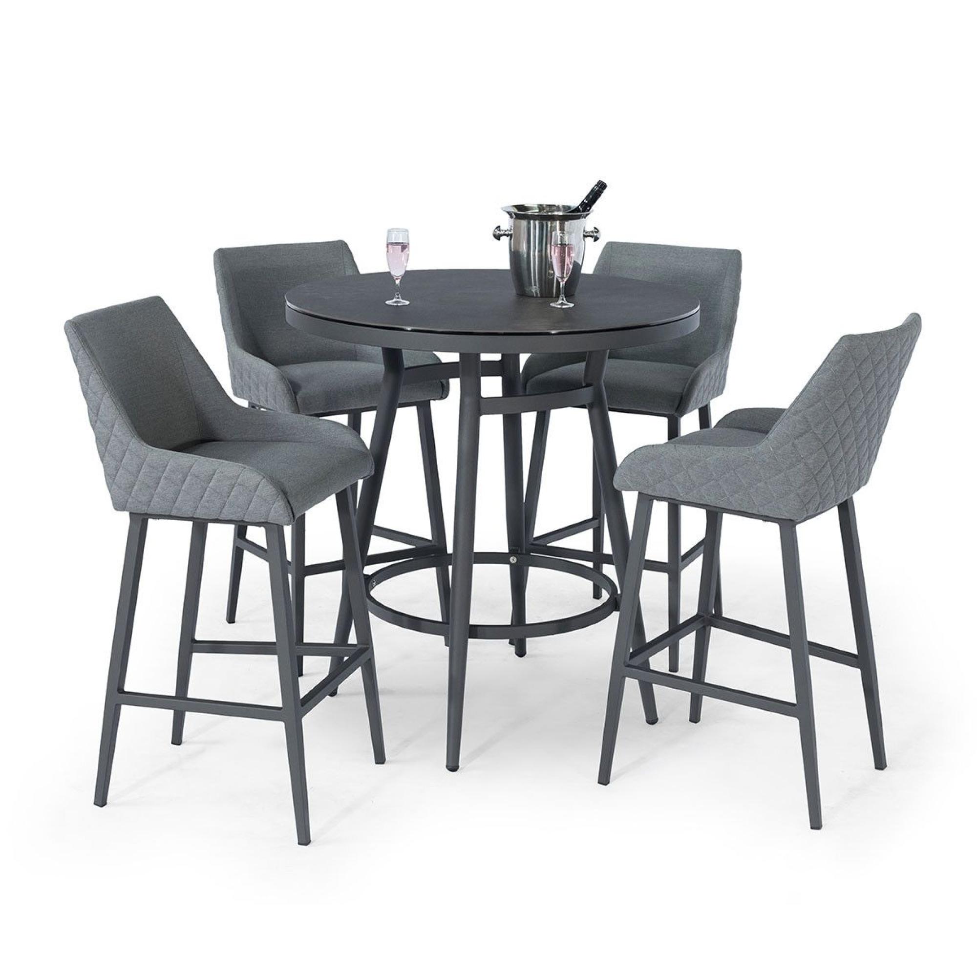 Product photograph of Maze Regal Flanelle Fabric 4 Seater Round Bar Set With 4 Chairs And Table from Choice Furniture Superstore.