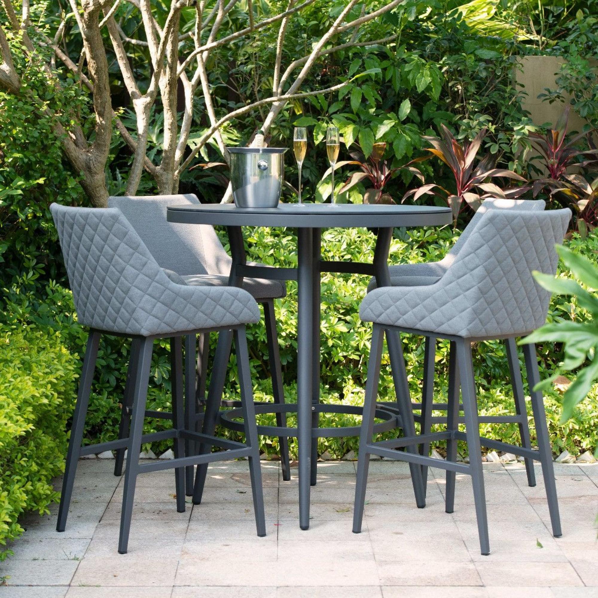 Product photograph of Maze Regal Flanelle Fabric 4 Seater Round Bar Set With 4 Chairs And Table from Choice Furniture Superstore.