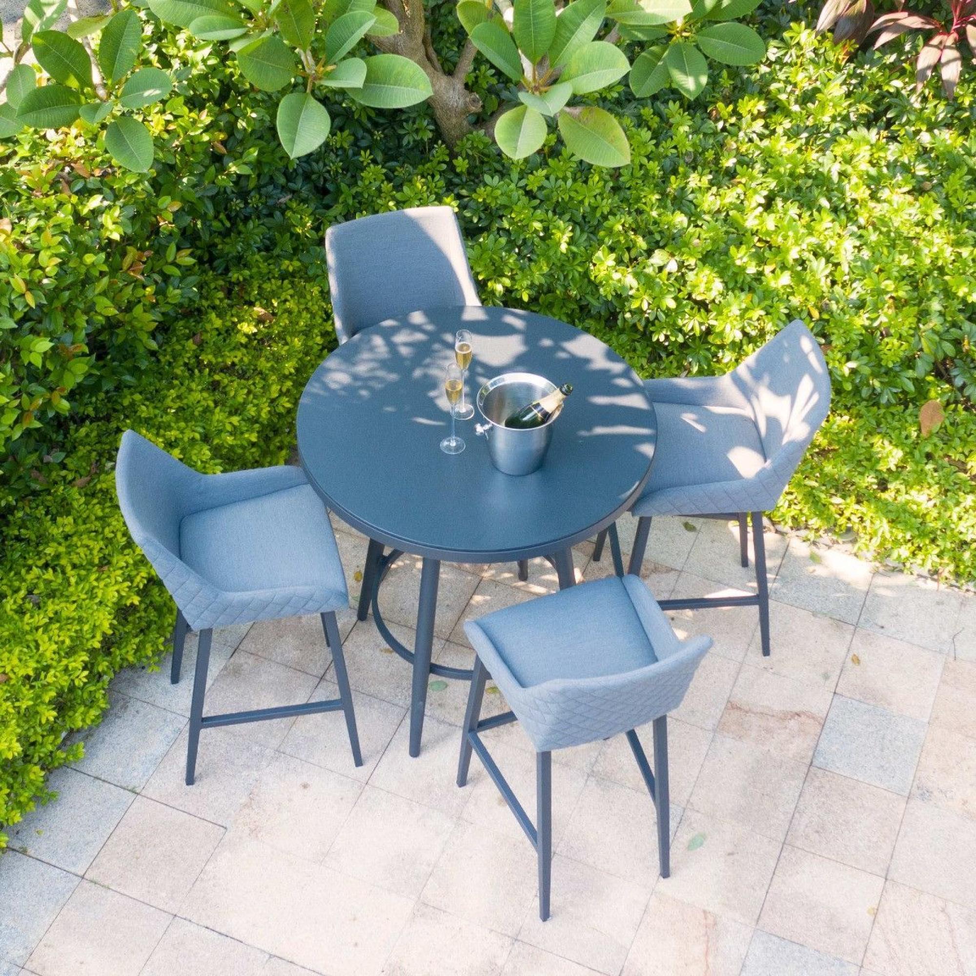Product photograph of Maze Regal Flanelle Fabric 4 Seater Round Bar Set With 4 Chairs And Table from Choice Furniture Superstore.