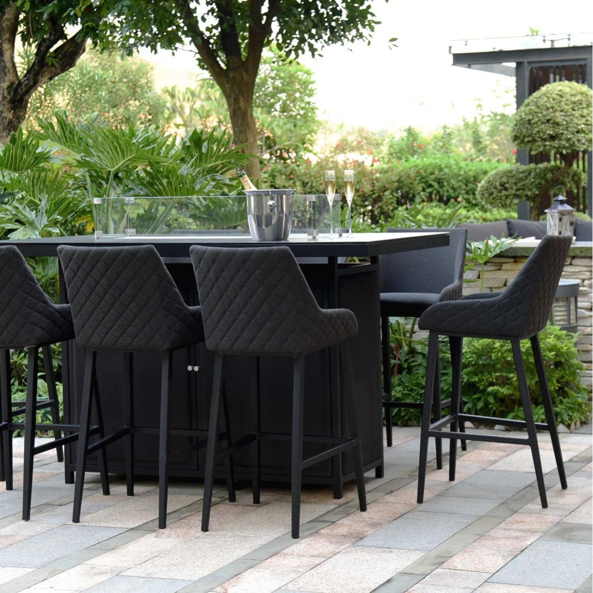 Product photograph of Maze Regal Charcoal Fabric 8 Seater Rectangular Bar Set With 8 Chairs And Fire Pit Table from Choice Furniture Superstore.