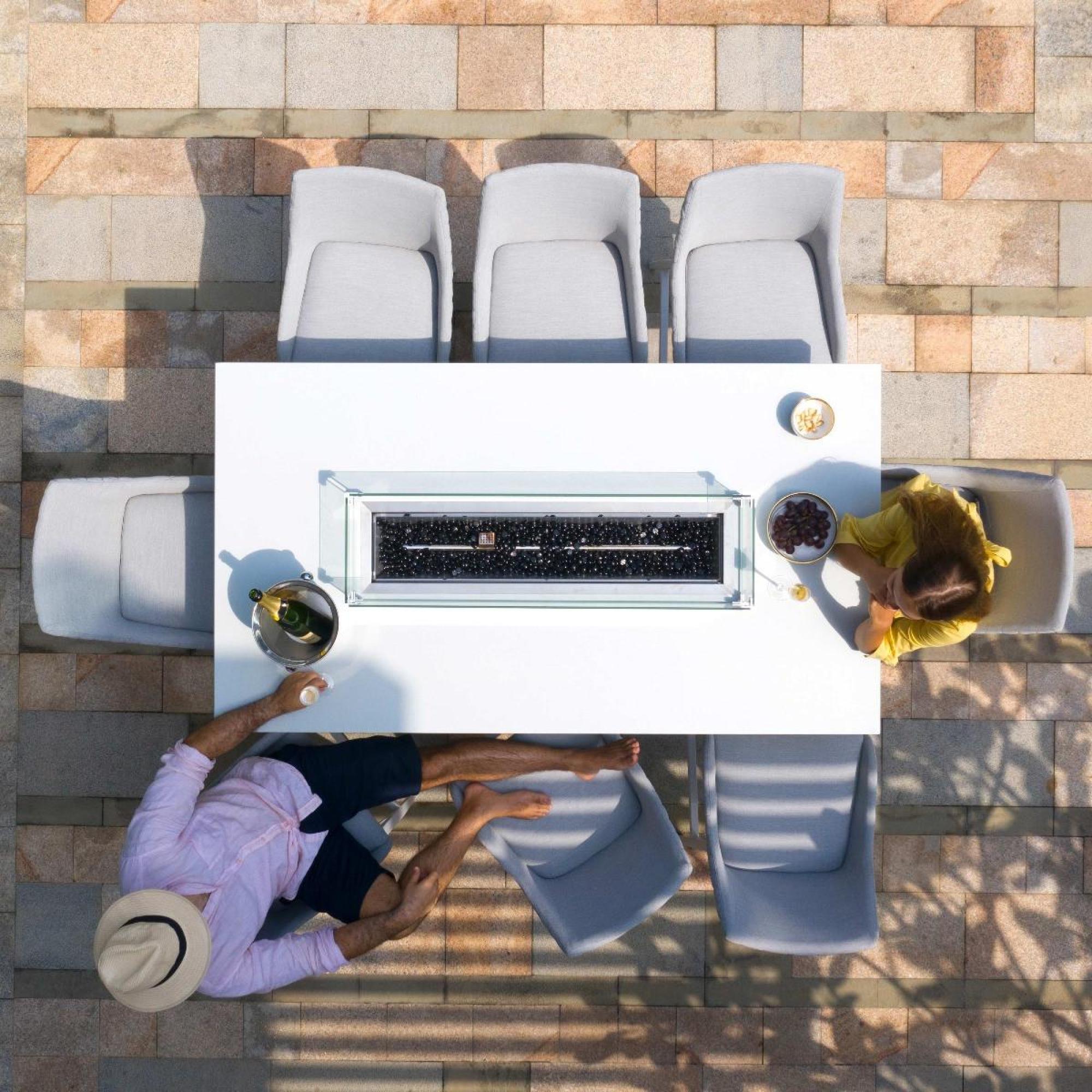 Product photograph of Maze Regal Lead Chine Fabric 8 Seater Rectangular Bar Set With 8 Chairs And Fire Pit Table from Choice Furniture Superstore.