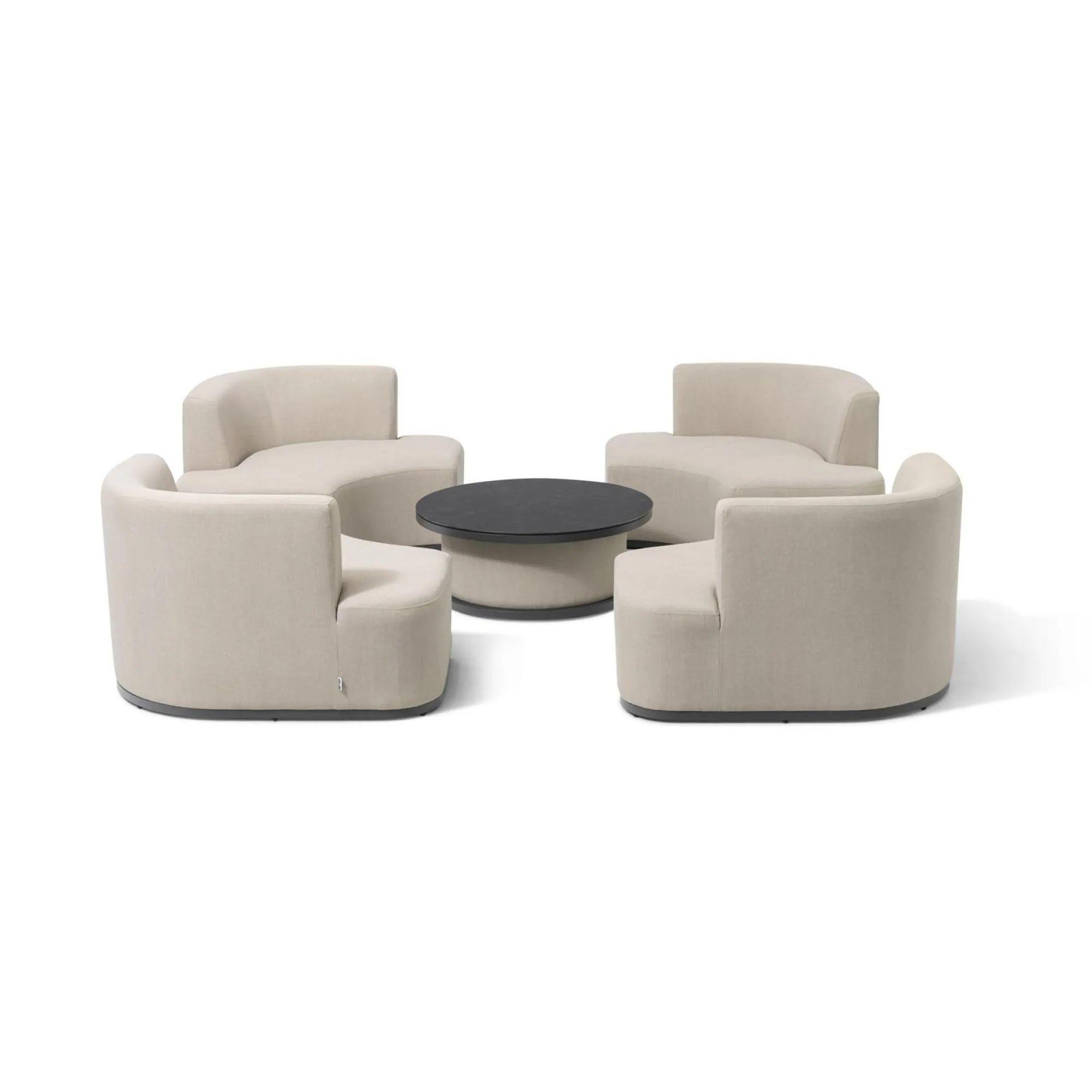 Product photograph of Maze Snug Lifestyle Suite Oatmeal Fabric Sofa Daybeds With Rising Table from Choice Furniture Superstore.