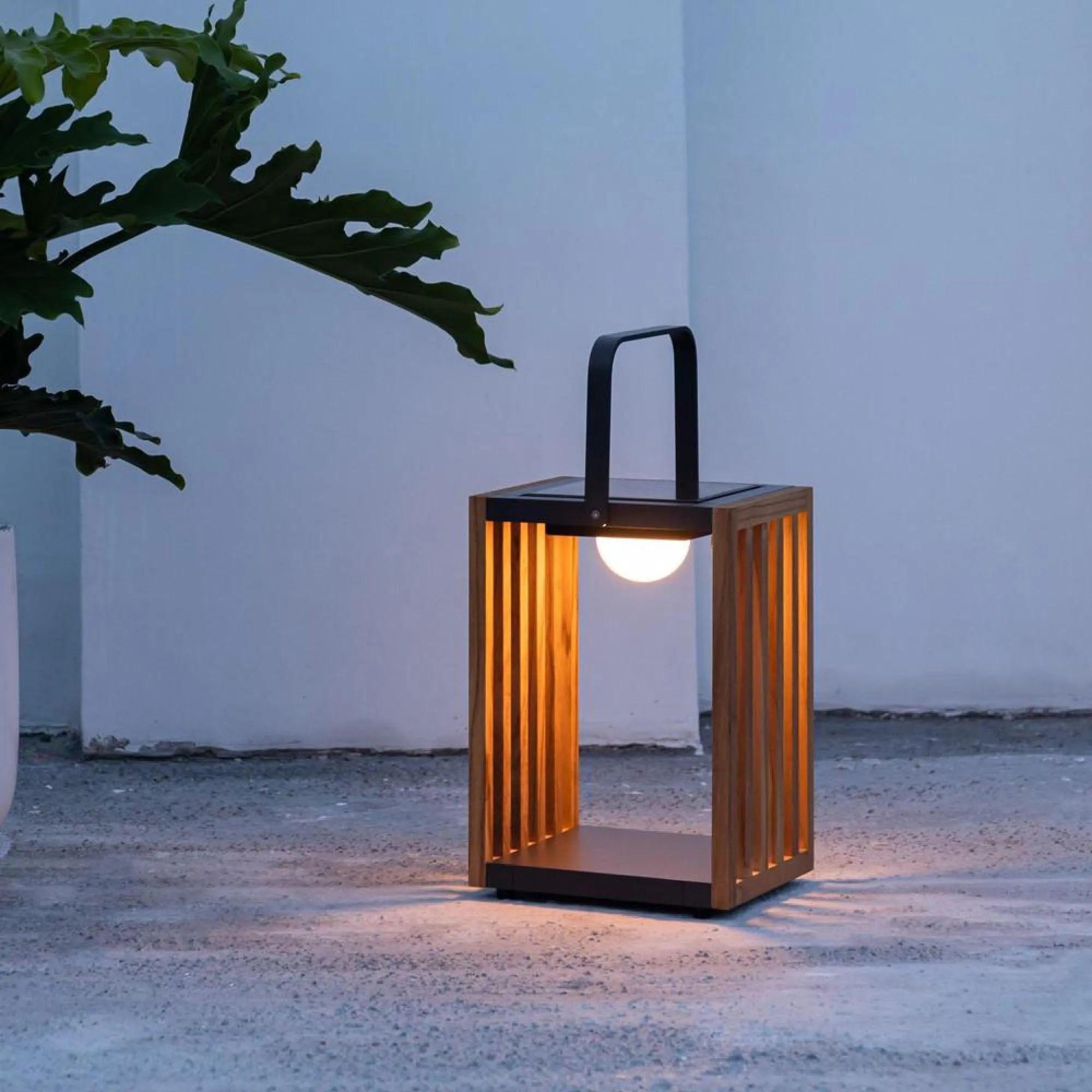 Product photograph of Maze Venus Wood Small Solar Light from Choice Furniture Superstore.