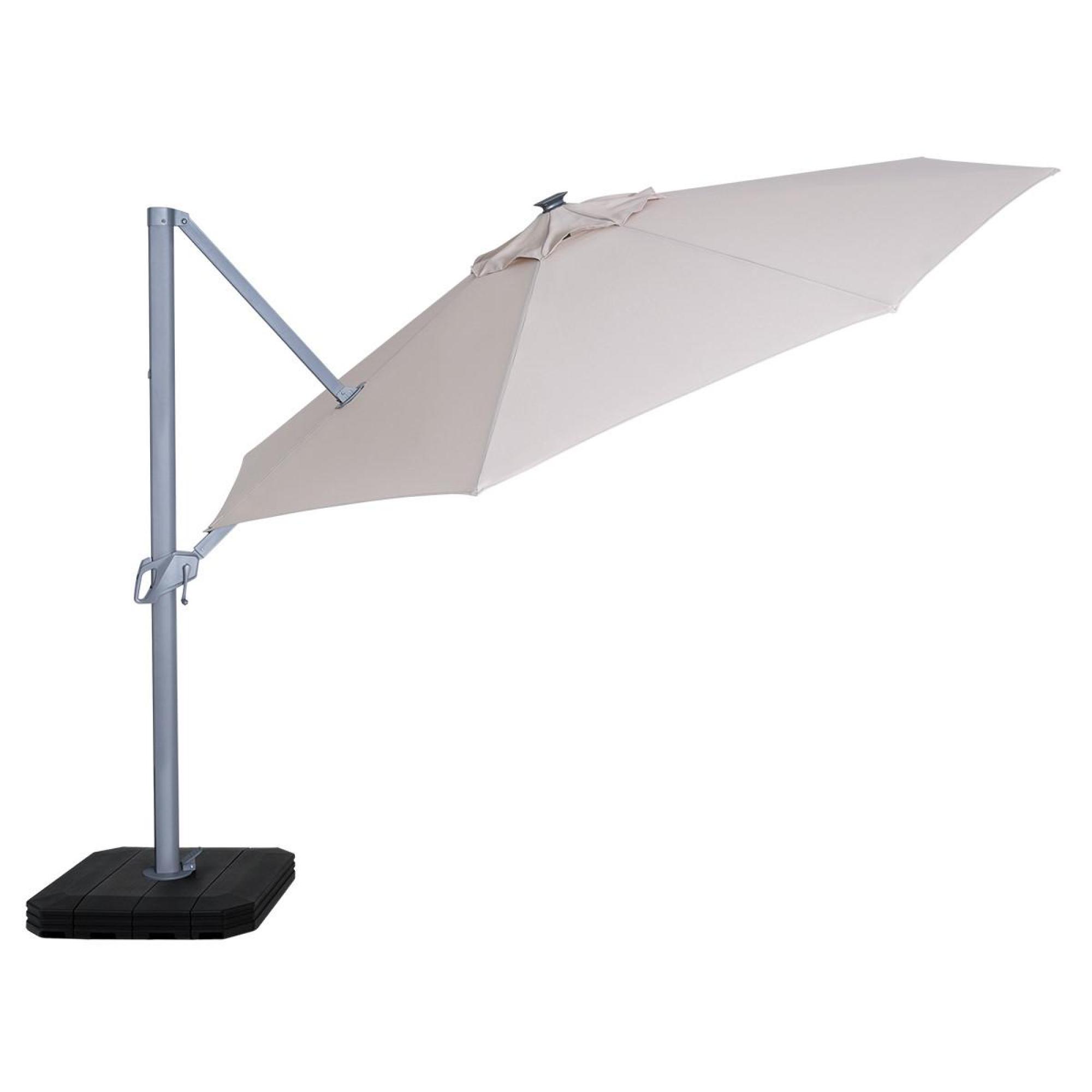 Product photograph of Maze Zeus Beige Aluminium Led Round Cantilever Parasol from Choice Furniture Superstore.