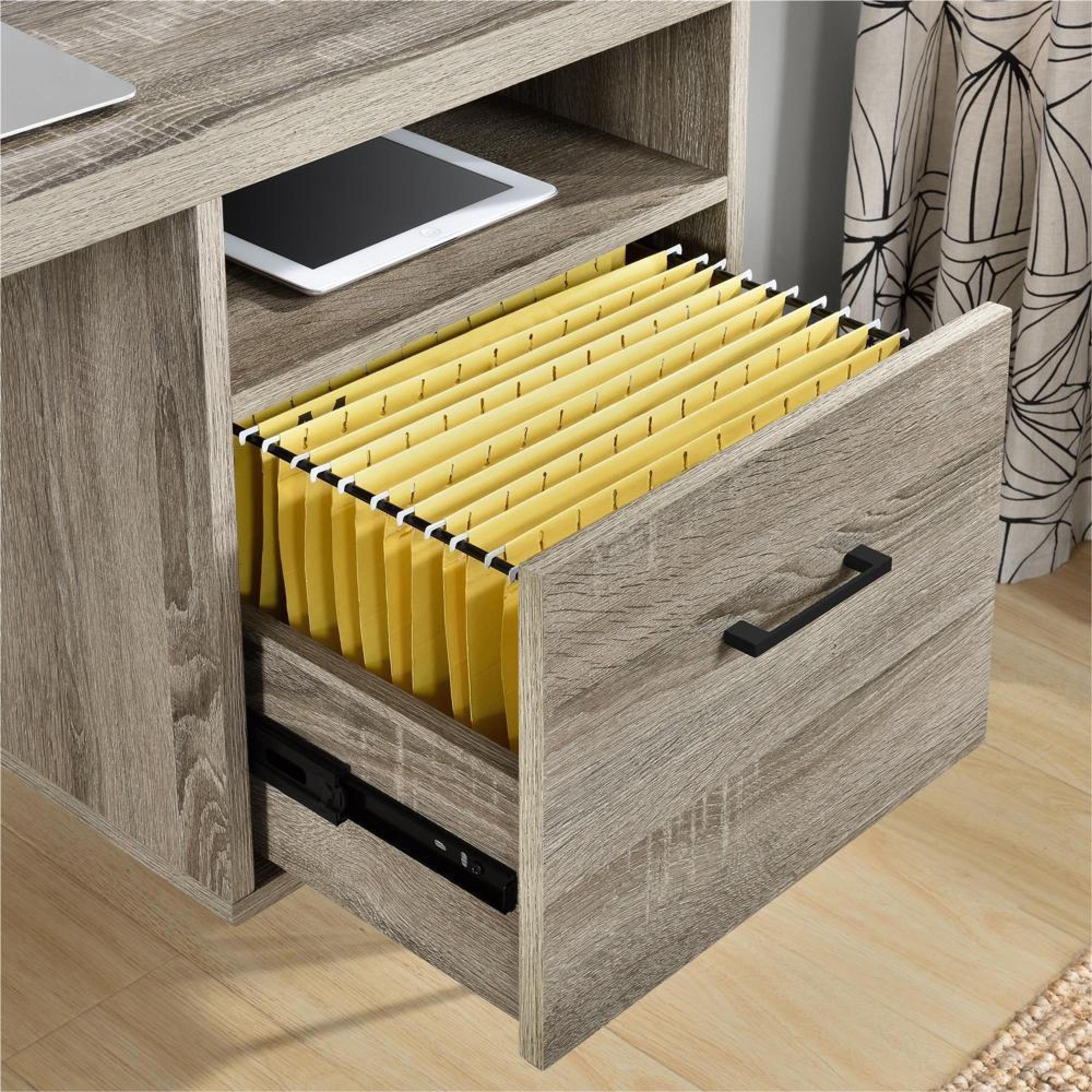 Product photograph of Alphason Landon Retro Desk In Distressed Grey Oak - 9658096pcomuk from Choice Furniture Superstore.