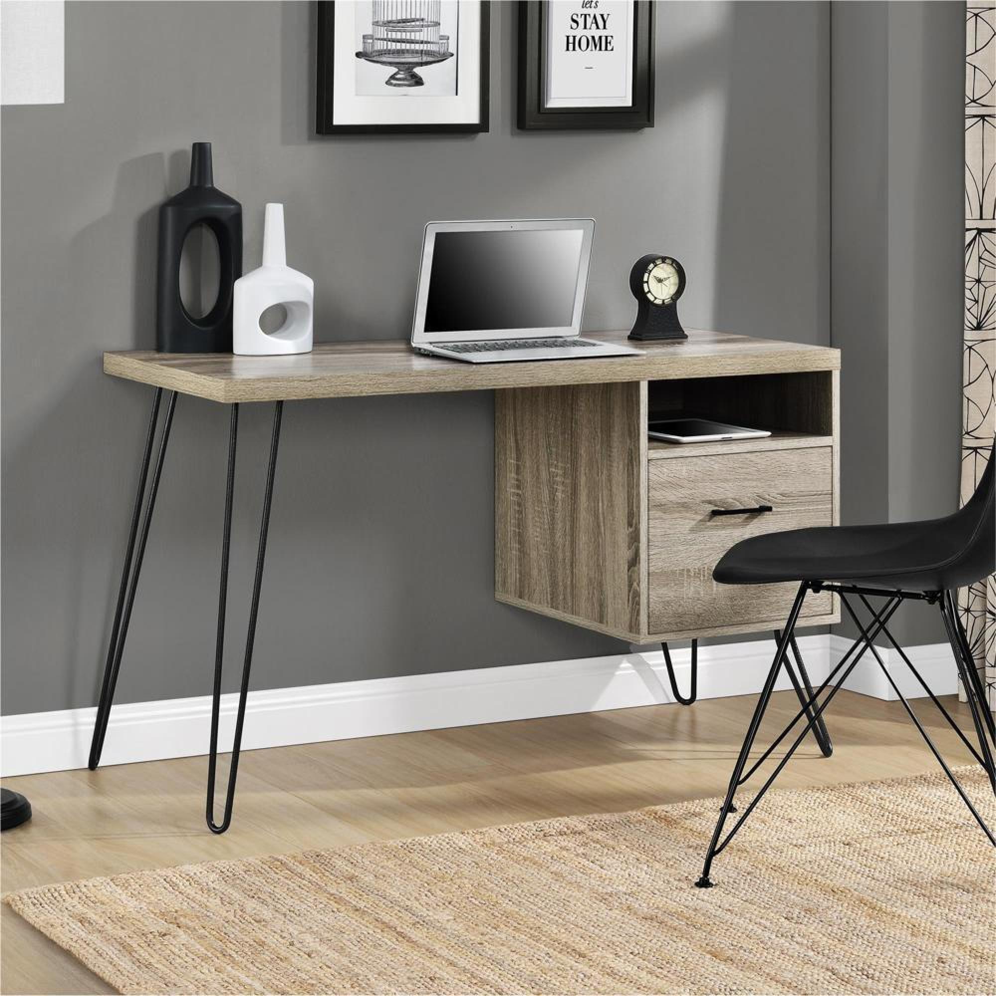 Product photograph of Alphason Landon Retro Desk In Distressed Grey Oak - 9658096pcomuk from Choice Furniture Superstore.