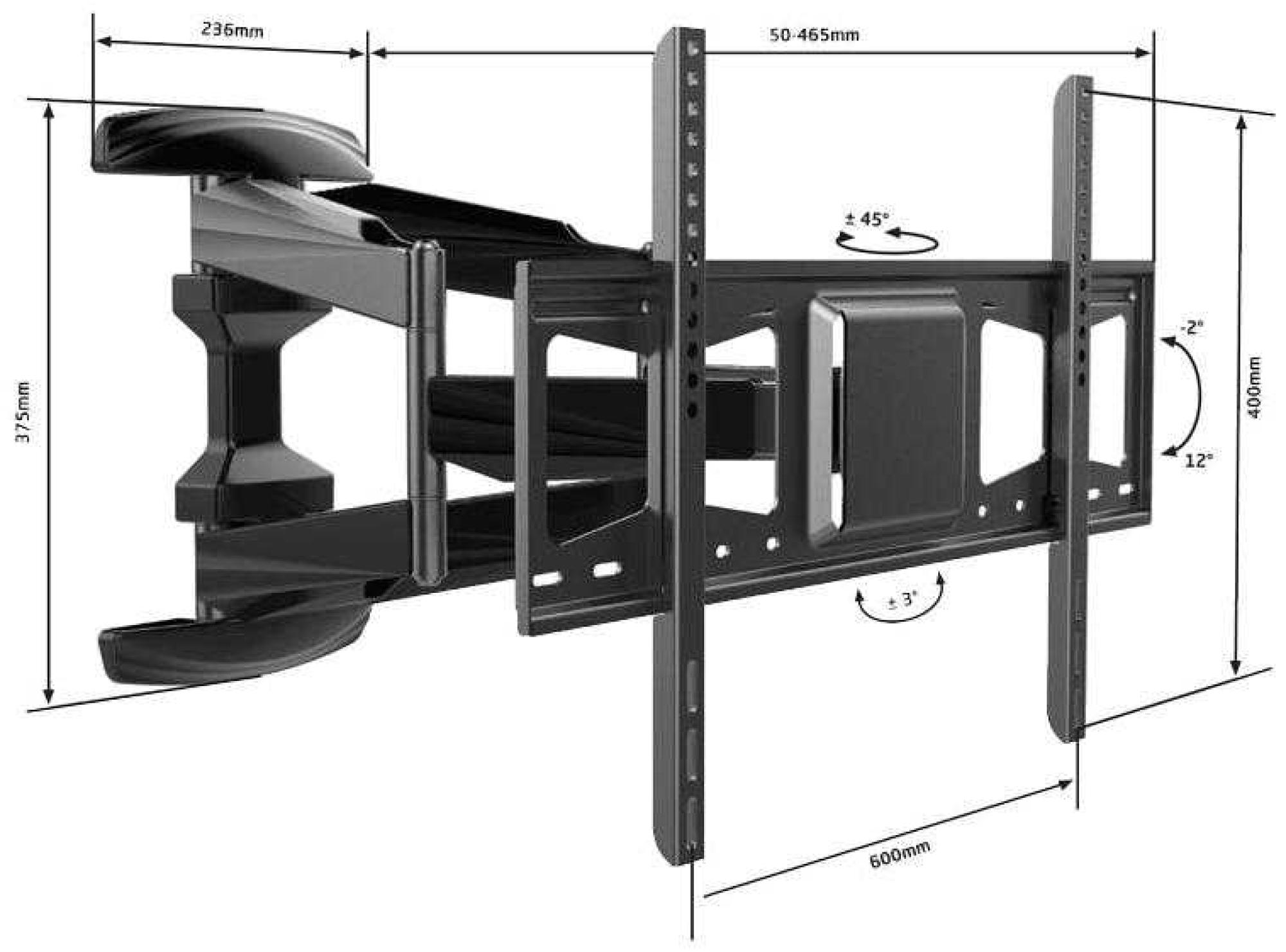 Product photograph of Alphason Black Steel Multi Action Tv Bracket from Choice Furniture Superstore.