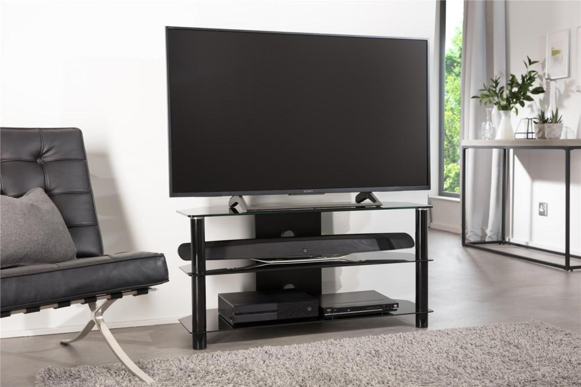 Product photograph of Alphason Essentials 120cm Tv Stand - Black - Ess1200 3-blk from Choice Furniture Superstore.