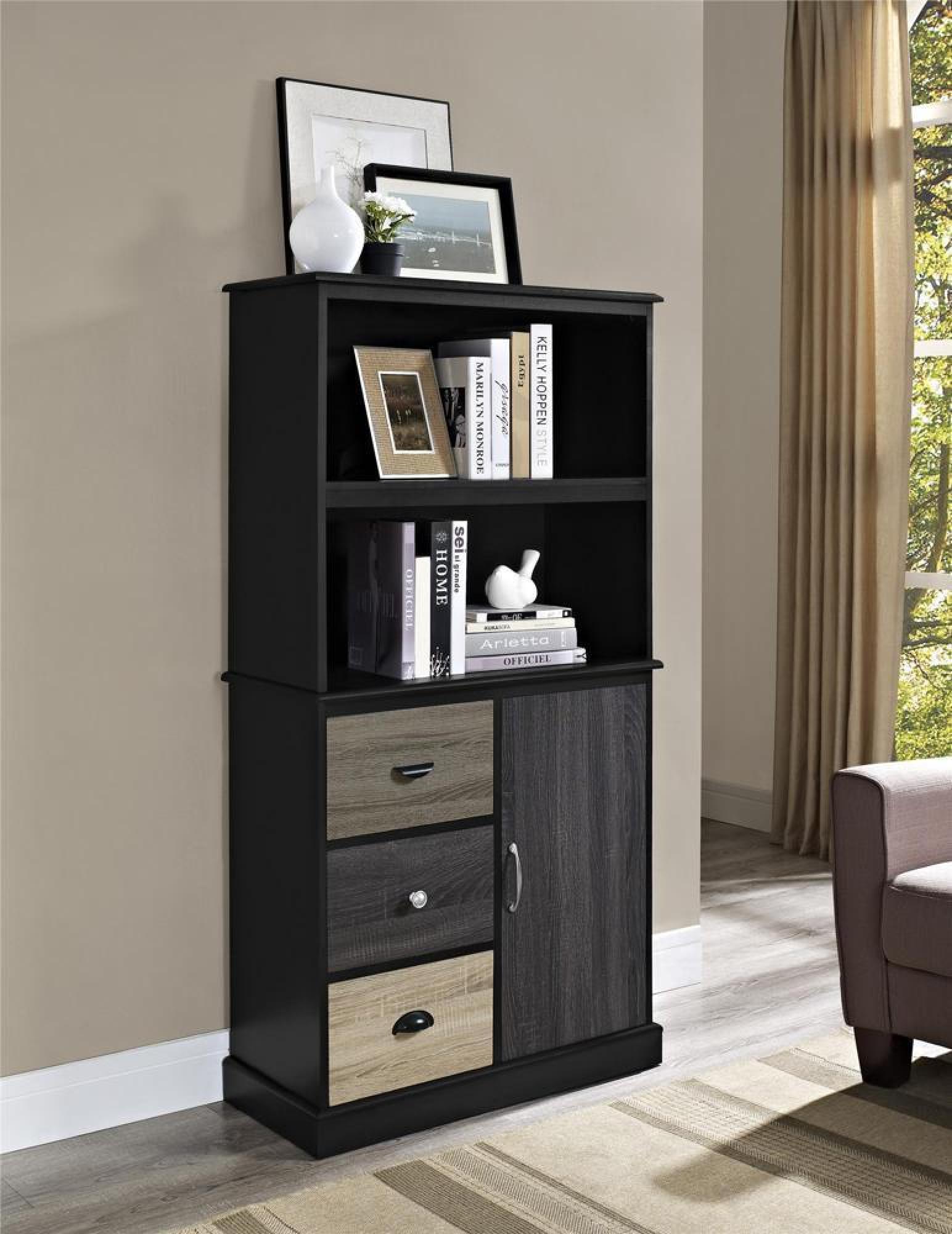 Product photograph of Alphason Mercer Black Storage Bookcase - 9634196pcomuk from Choice Furniture Superstore.