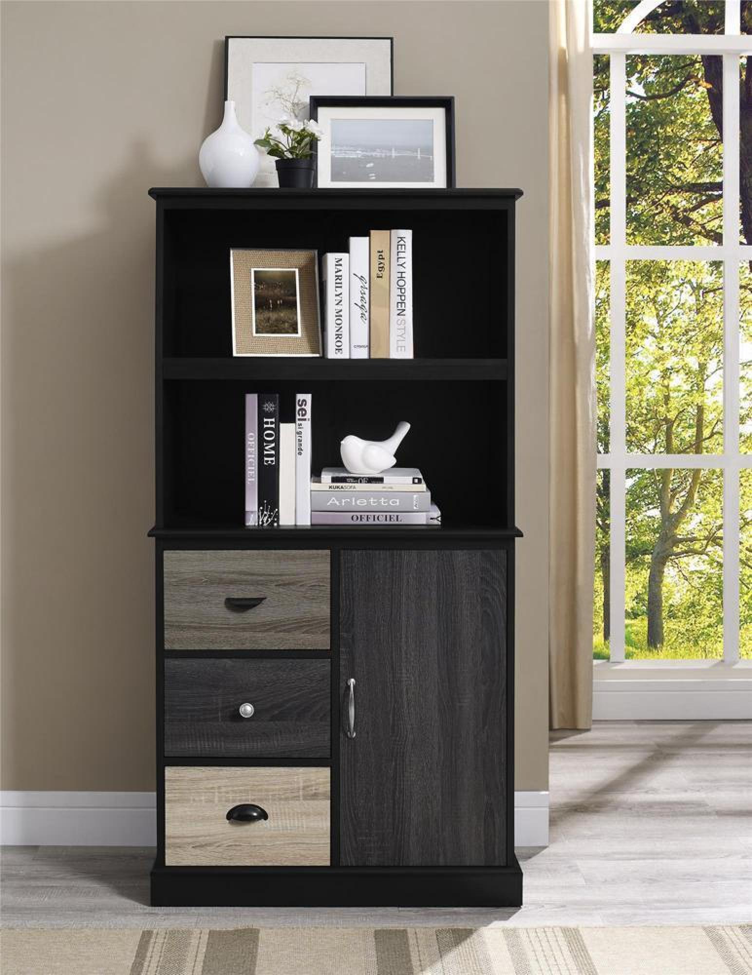 Product photograph of Alphason Mercer Black Storage Bookcase - 9634196pcomuk from Choice Furniture Superstore.