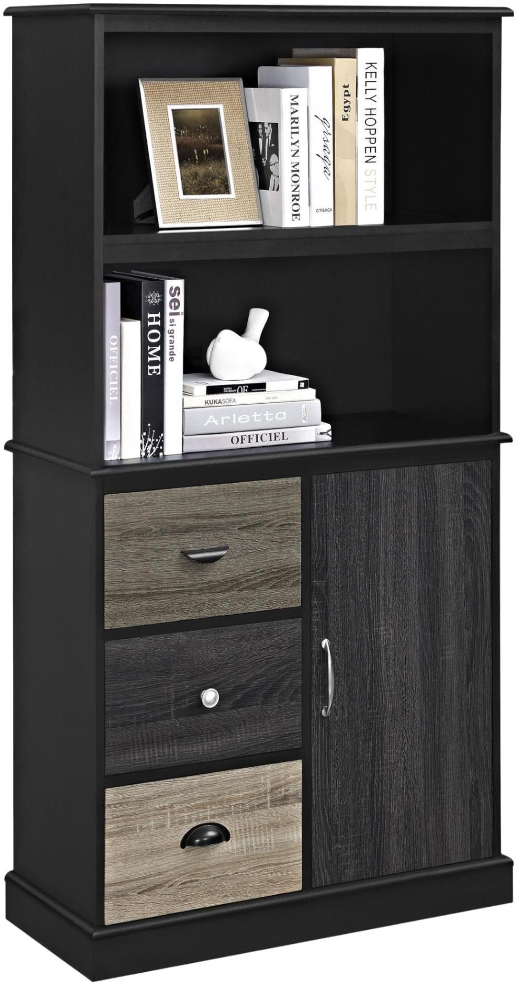 Product photograph of Alphason Mercer Black Storage Bookcase - 9634196pcomuk from Choice Furniture Superstore.