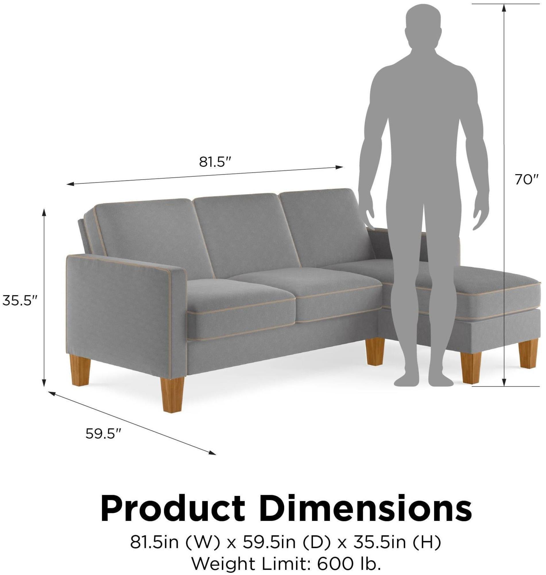 Product photograph of Alphason Novogratz Bowen Grey Chenille Fabric Sectional Sofa - Da036secuk from Choice Furniture Superstore.